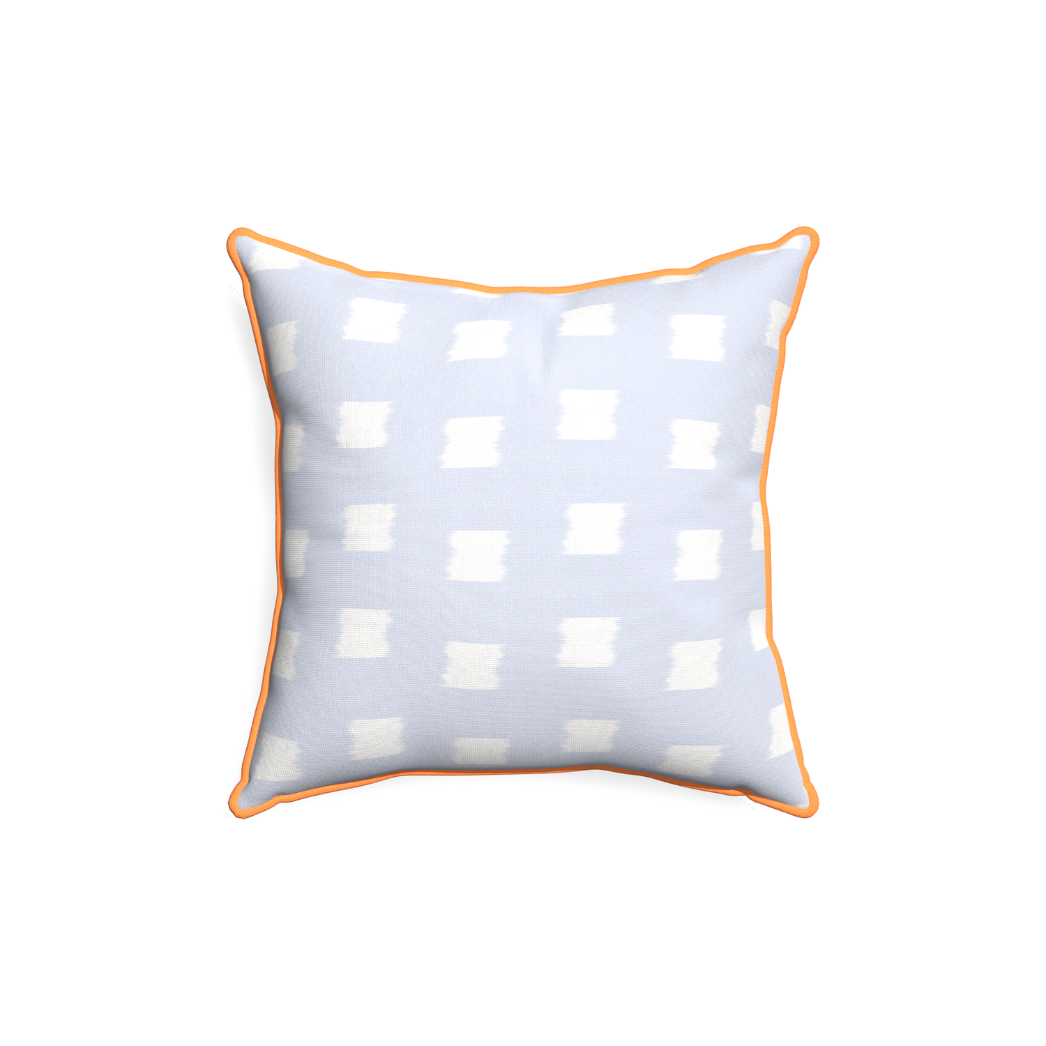 18-square denton custom sky blue patternpillow with clementine piping on white background