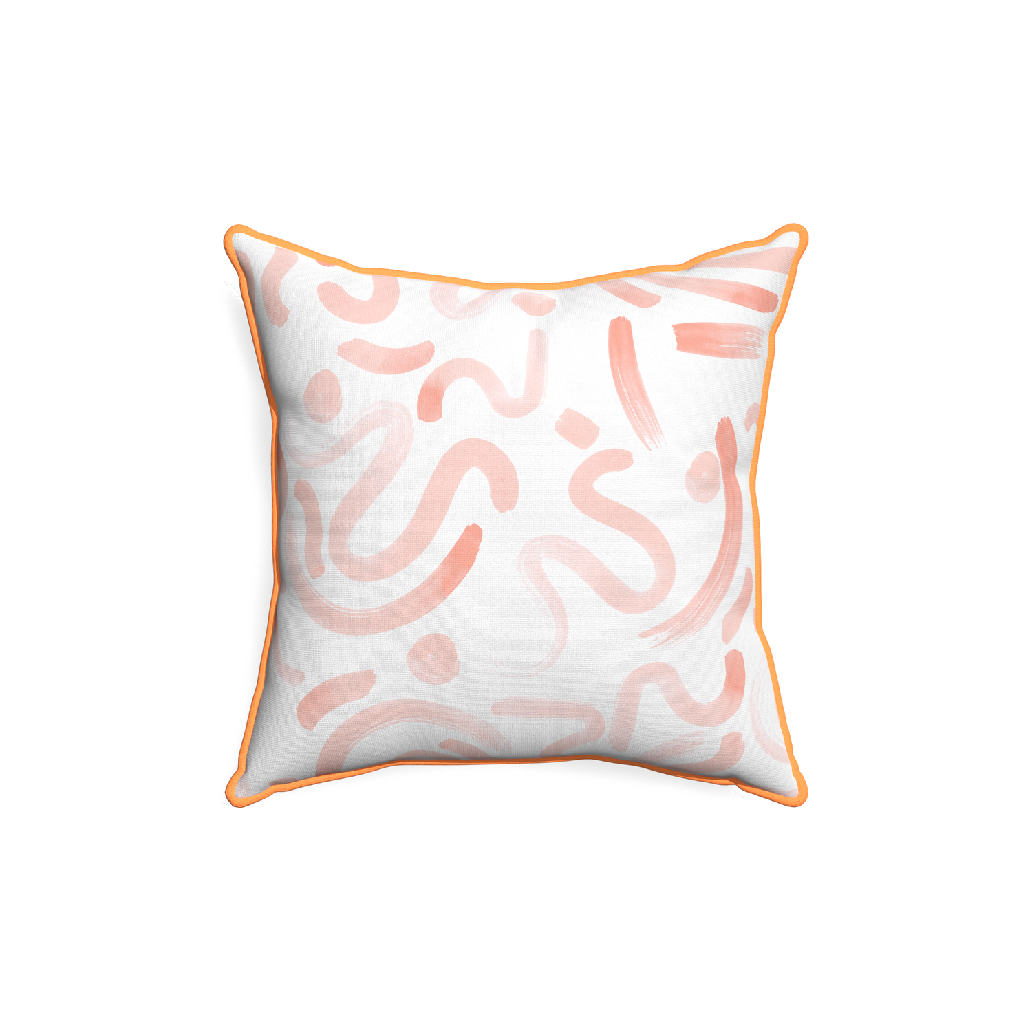 18-square hockney pink custom pillow with clementine piping on white background