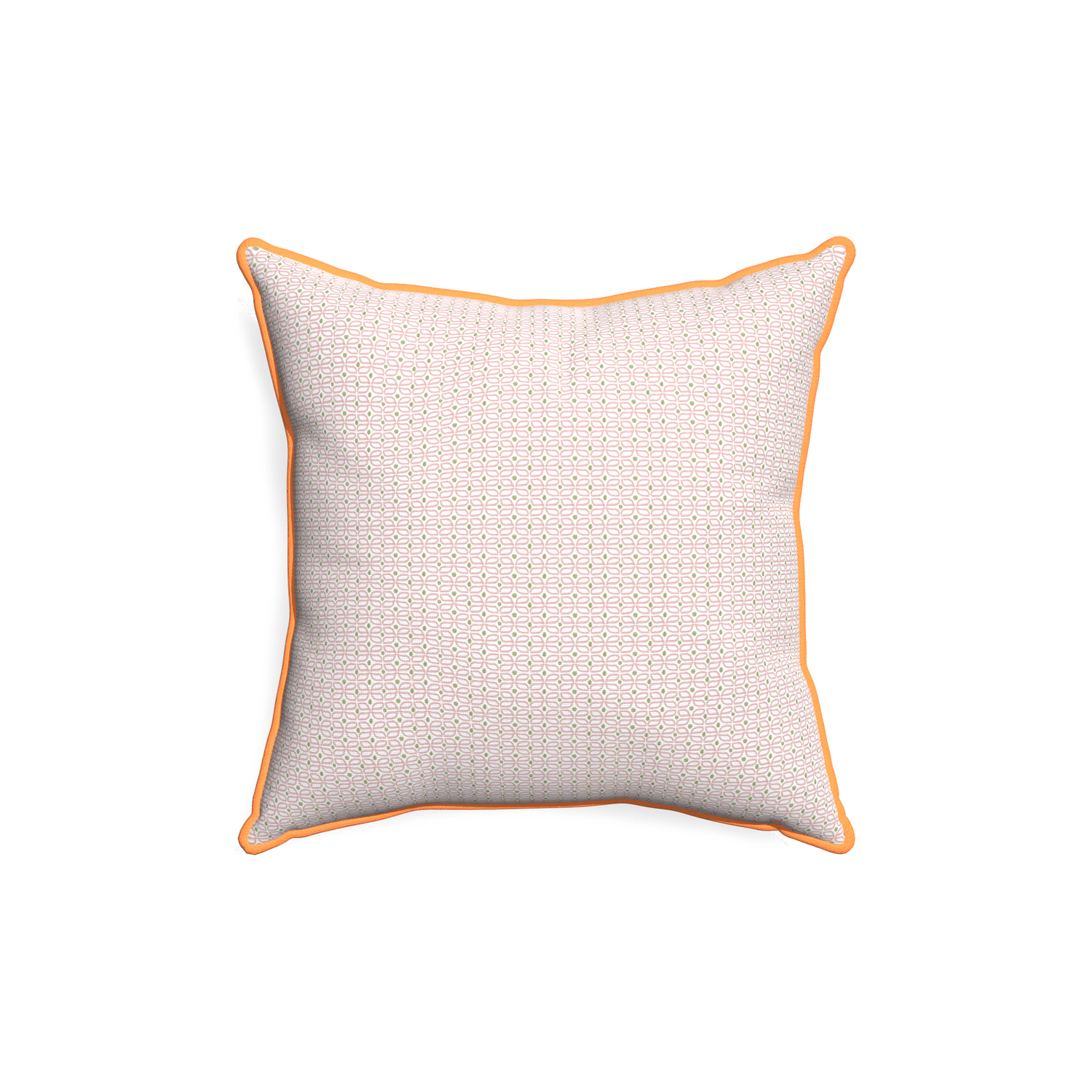 18-square loomi pink custom pillow with clementine piping on white background