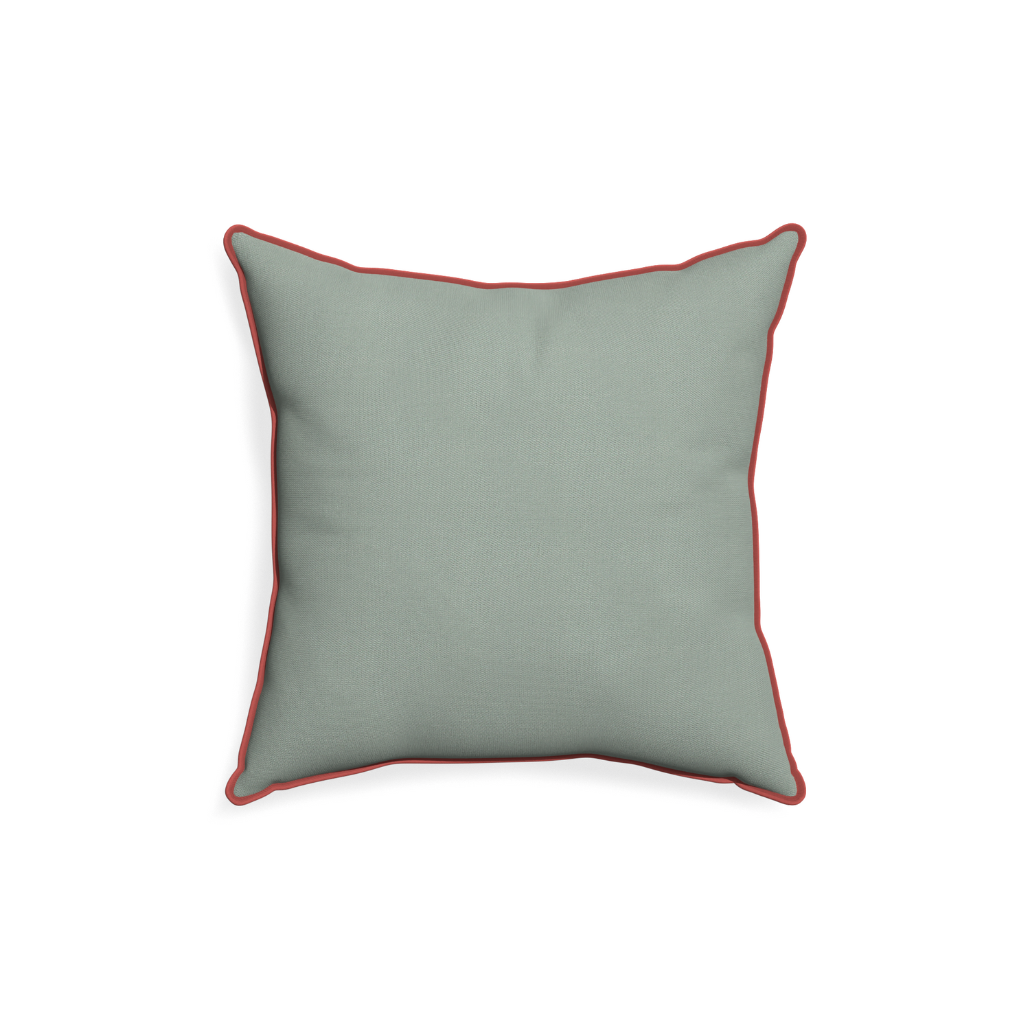 18-square sage custom pillow with c piping on white background