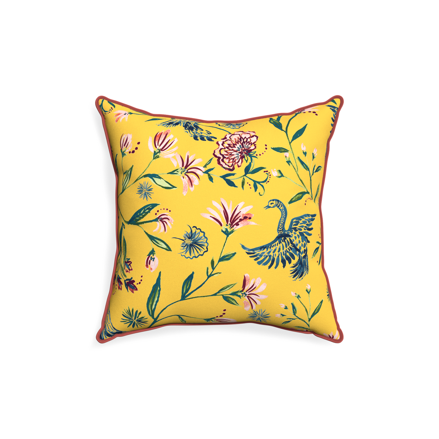 18-square daphne canary custom pillow with c piping on white background