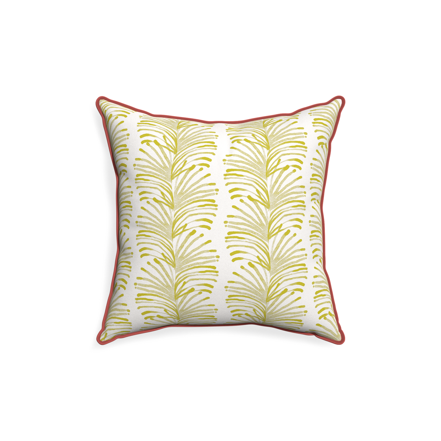 18-square emma chartreuse custom pillow with c piping on white background