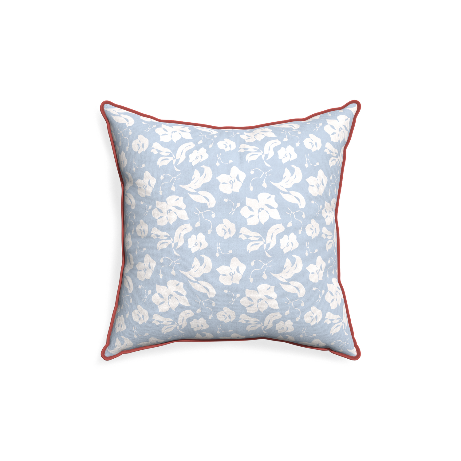 18-square georgia custom cornflower blue floralpillow with c piping on white background
