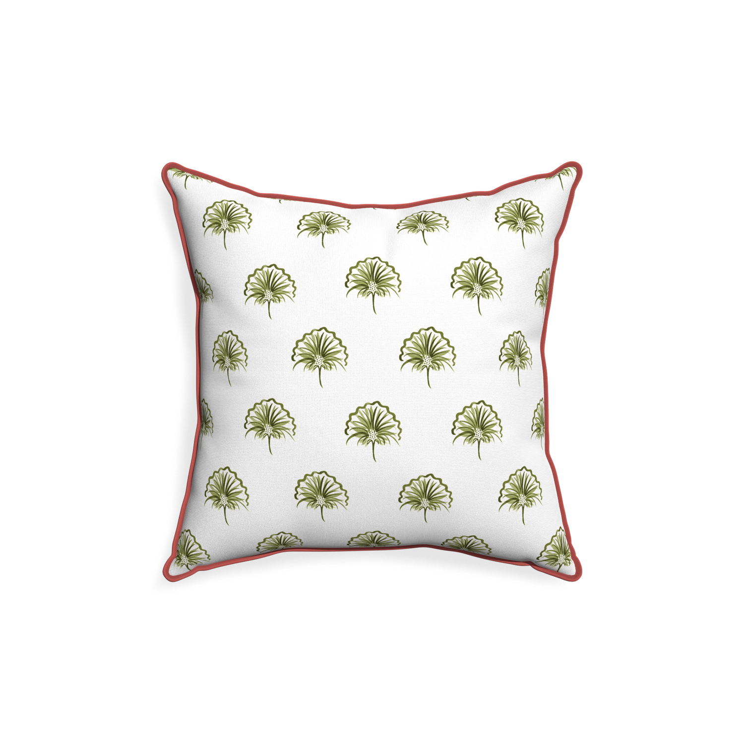 18-square penelope moss custom pillow with c piping on white background