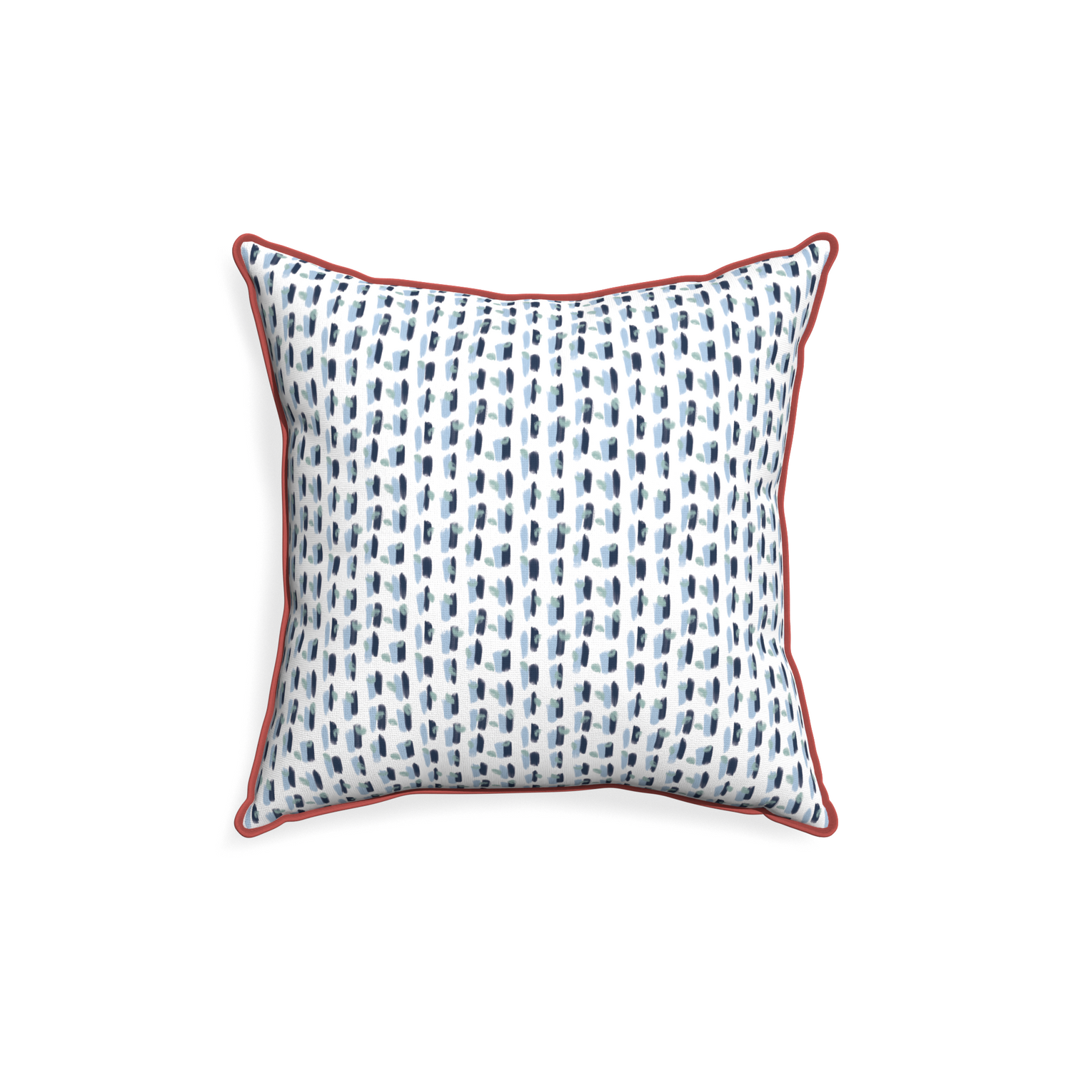 18-square poppy blue custom pillow with c piping on white background