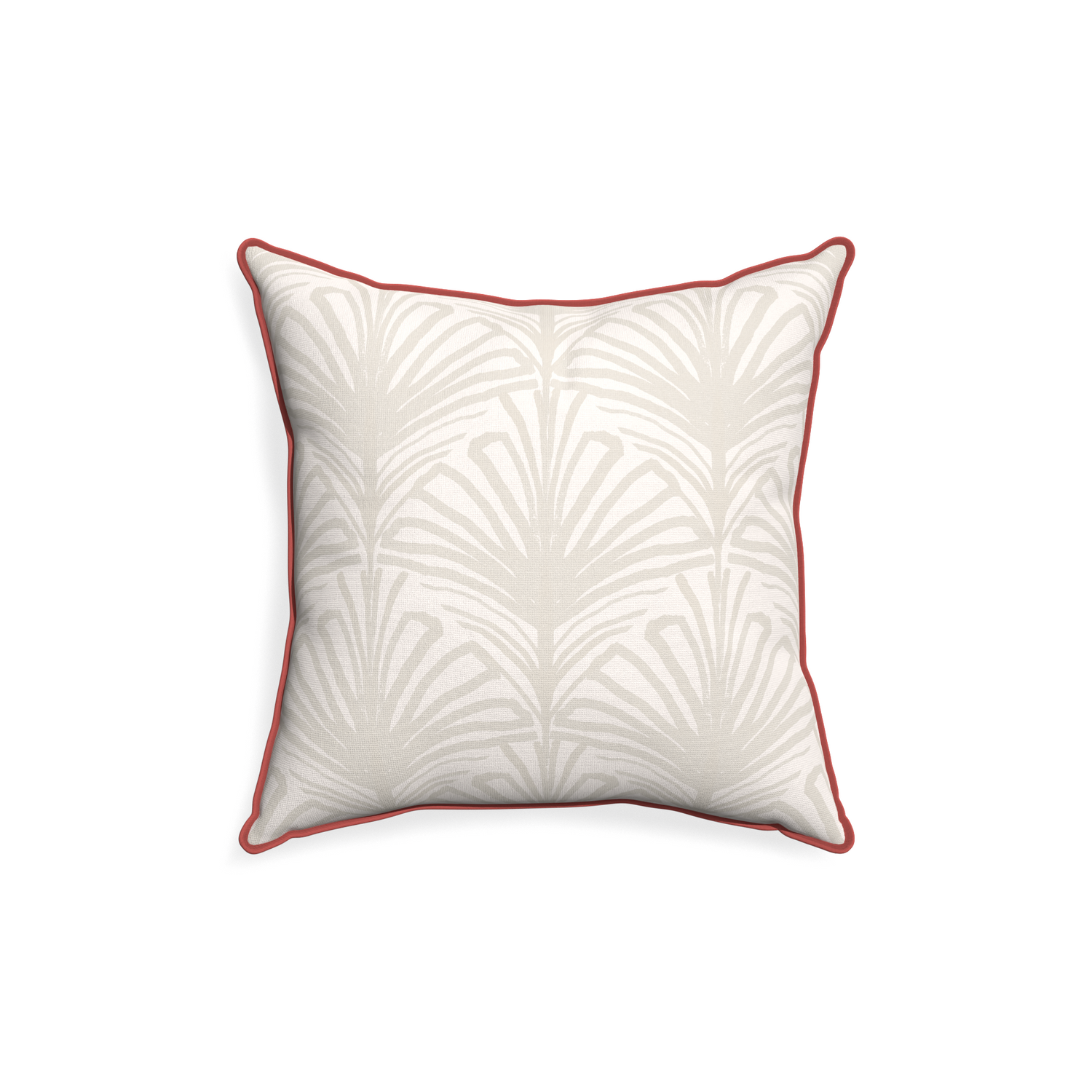 18-square suzy sand custom pillow with c piping on white background