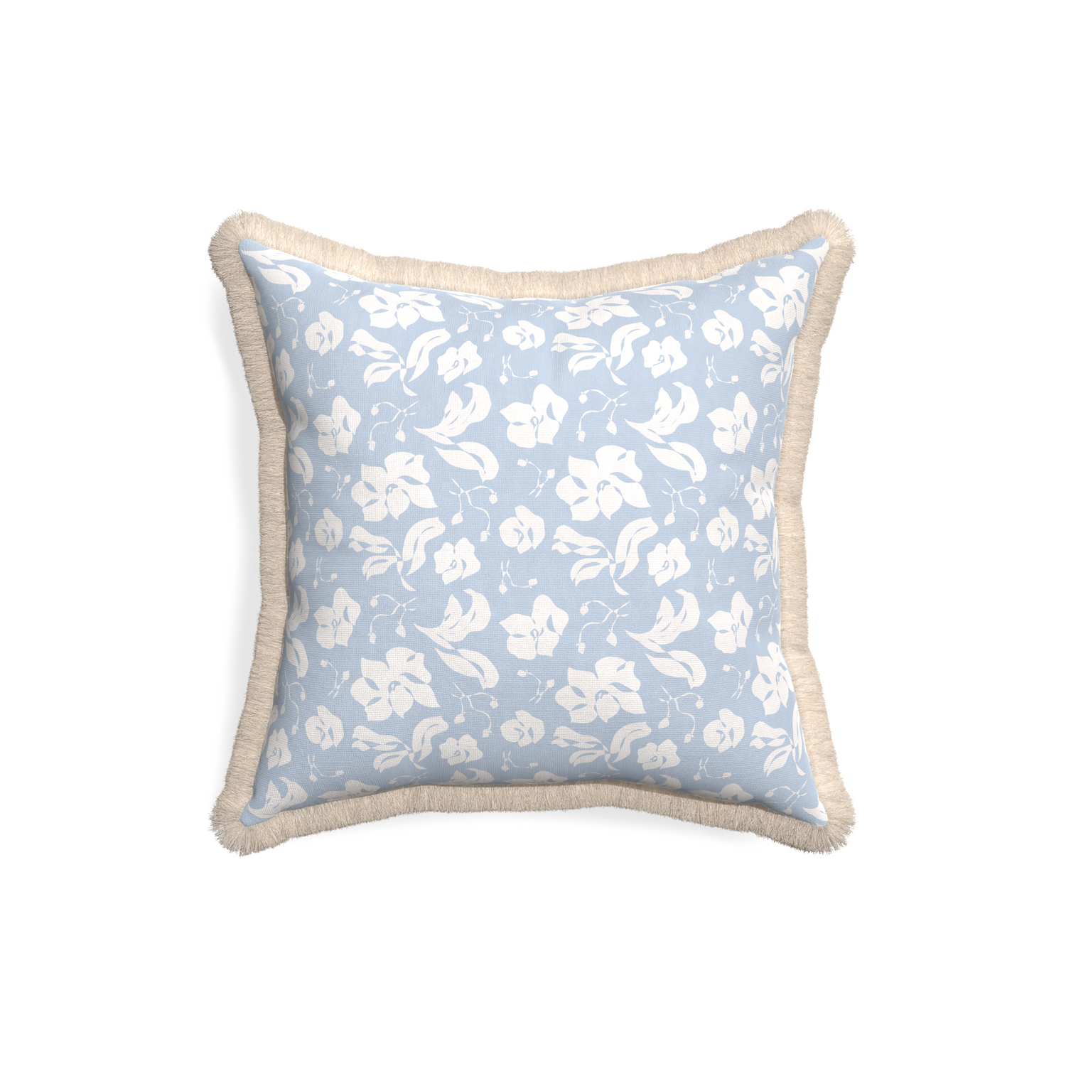 18-square georgia custom pillow with cream fringe on white background