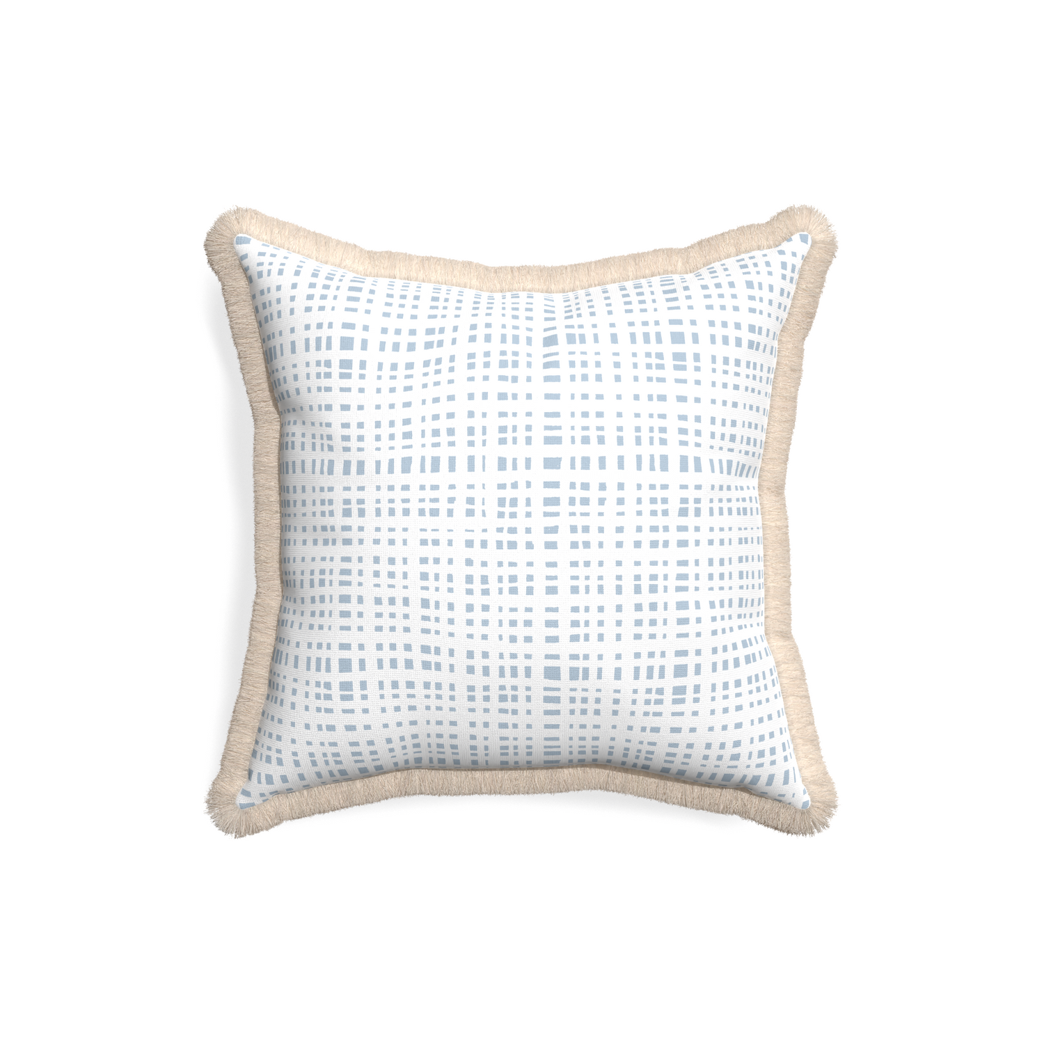 18-square ginger sky custom pillow with cream fringe on white background