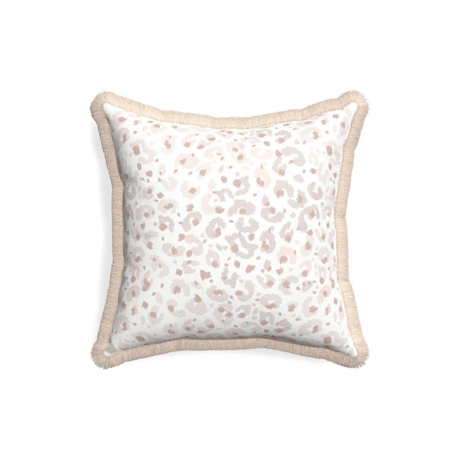 18-square rosie custom pillow with cream fringe on white background