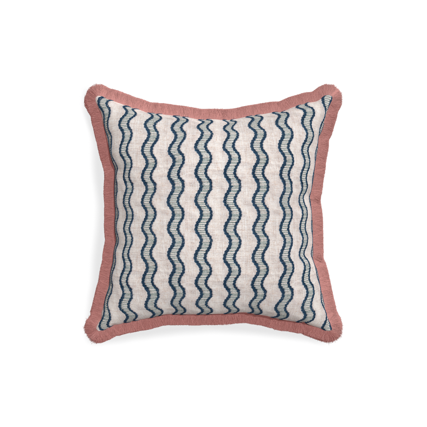 18-square beatrice custom embroidered wavepillow with d fringe on white background