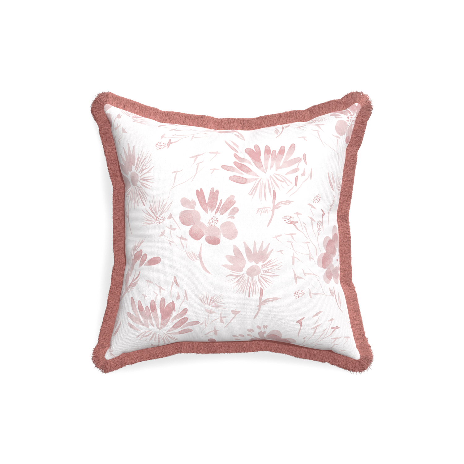 18-square blake custom pink floralpillow with d fringe on white background