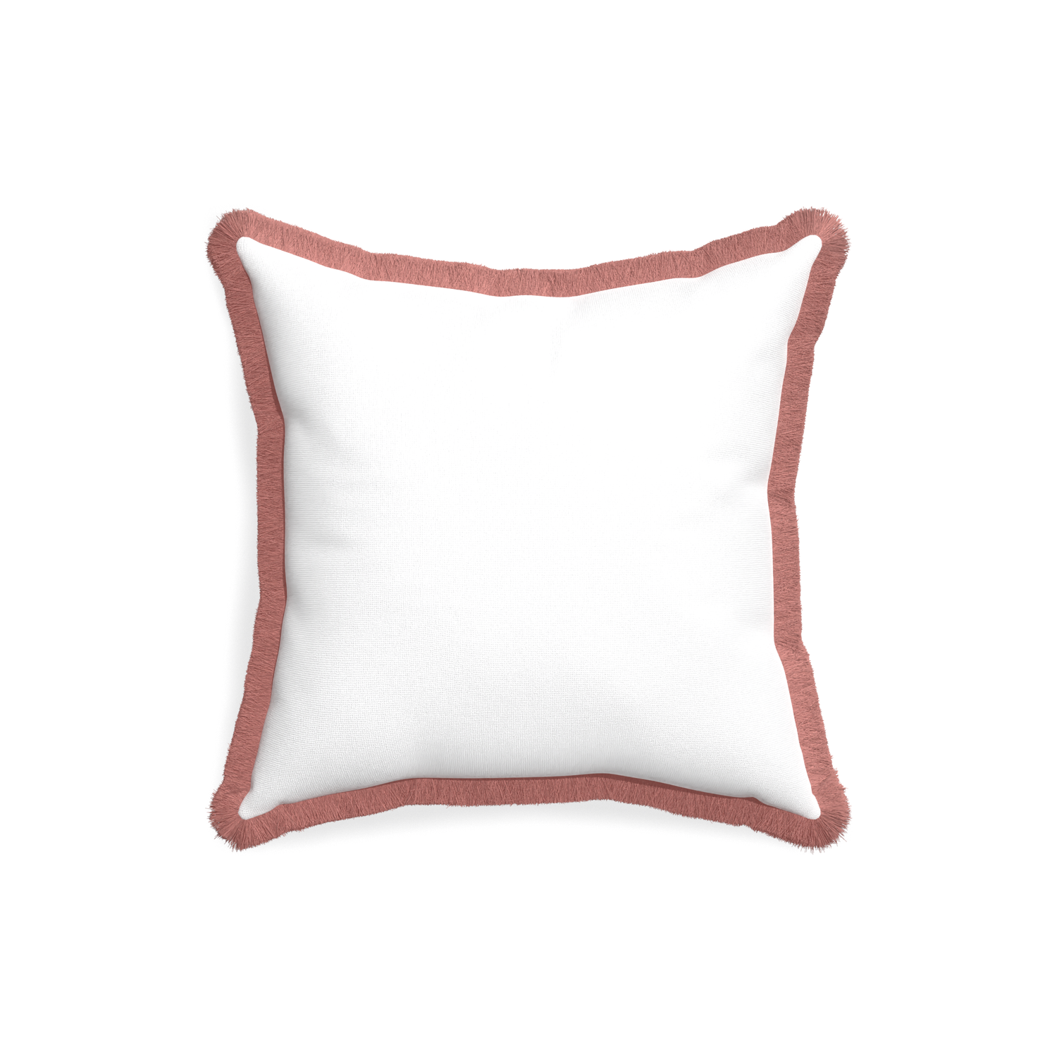 18-square snow custom white cottonpillow with d fringe on white background
