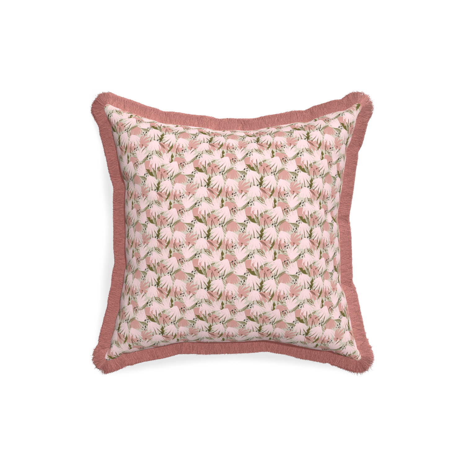 18-square eden pink custom pillow with d fringe on white background
