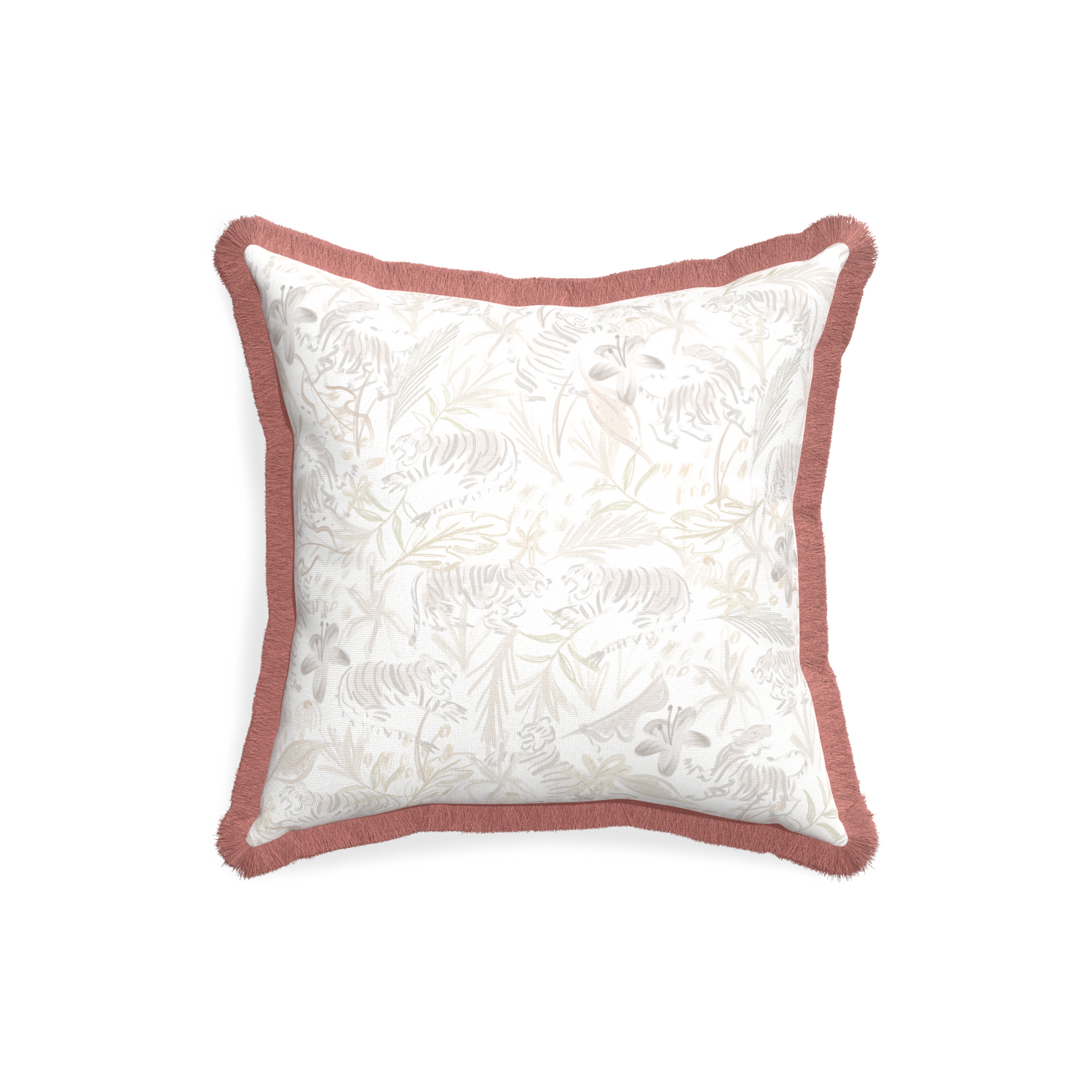 18-square frida sand custom pillow with d fringe on white background