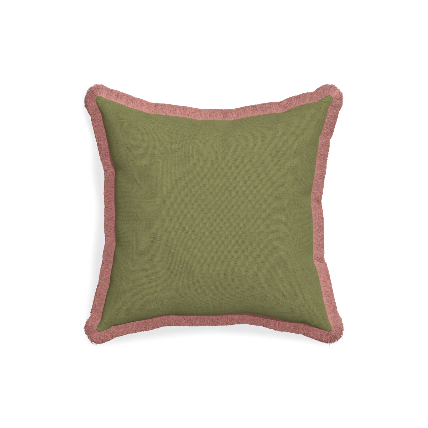 18-square moss custom moss greenpillow with d fringe on white background