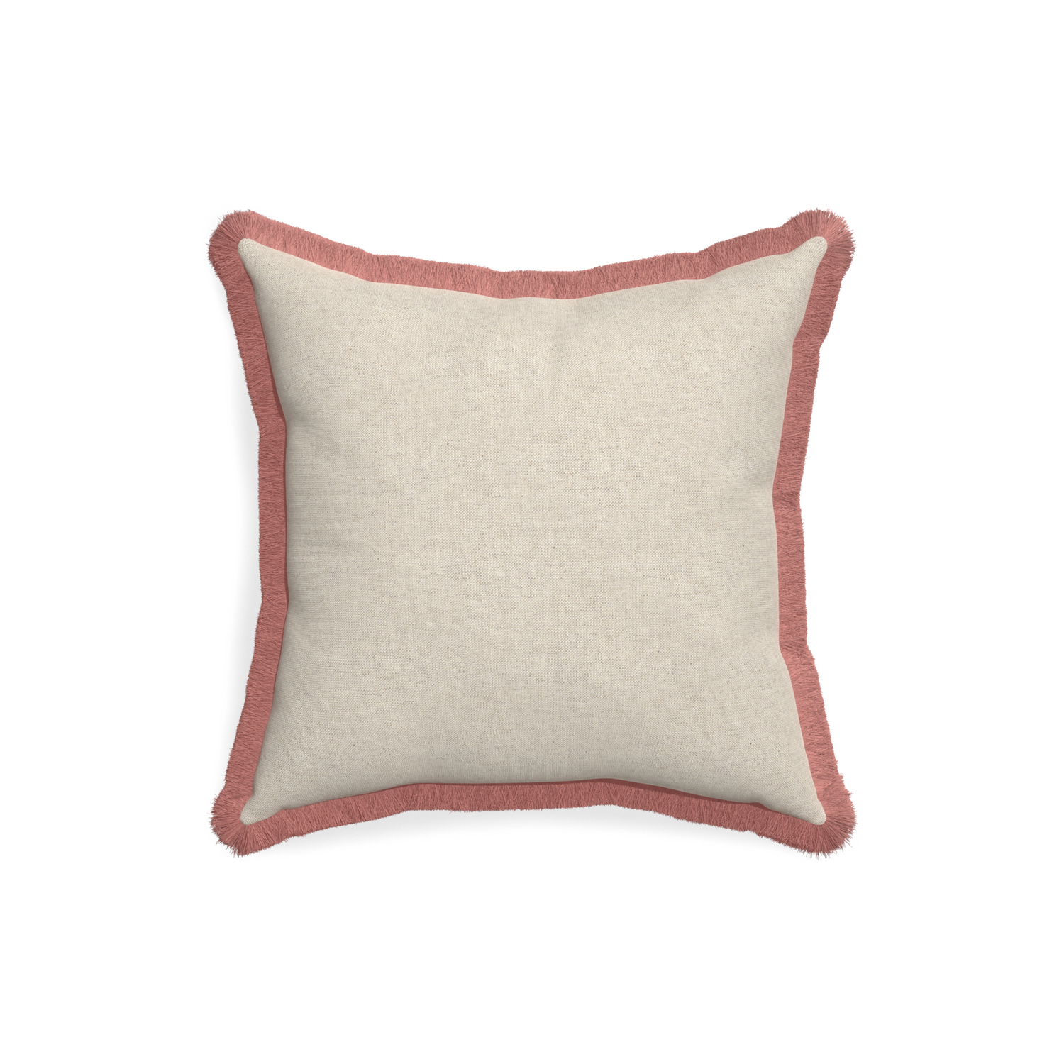 18-square oat custom pillow with d fringe on white background