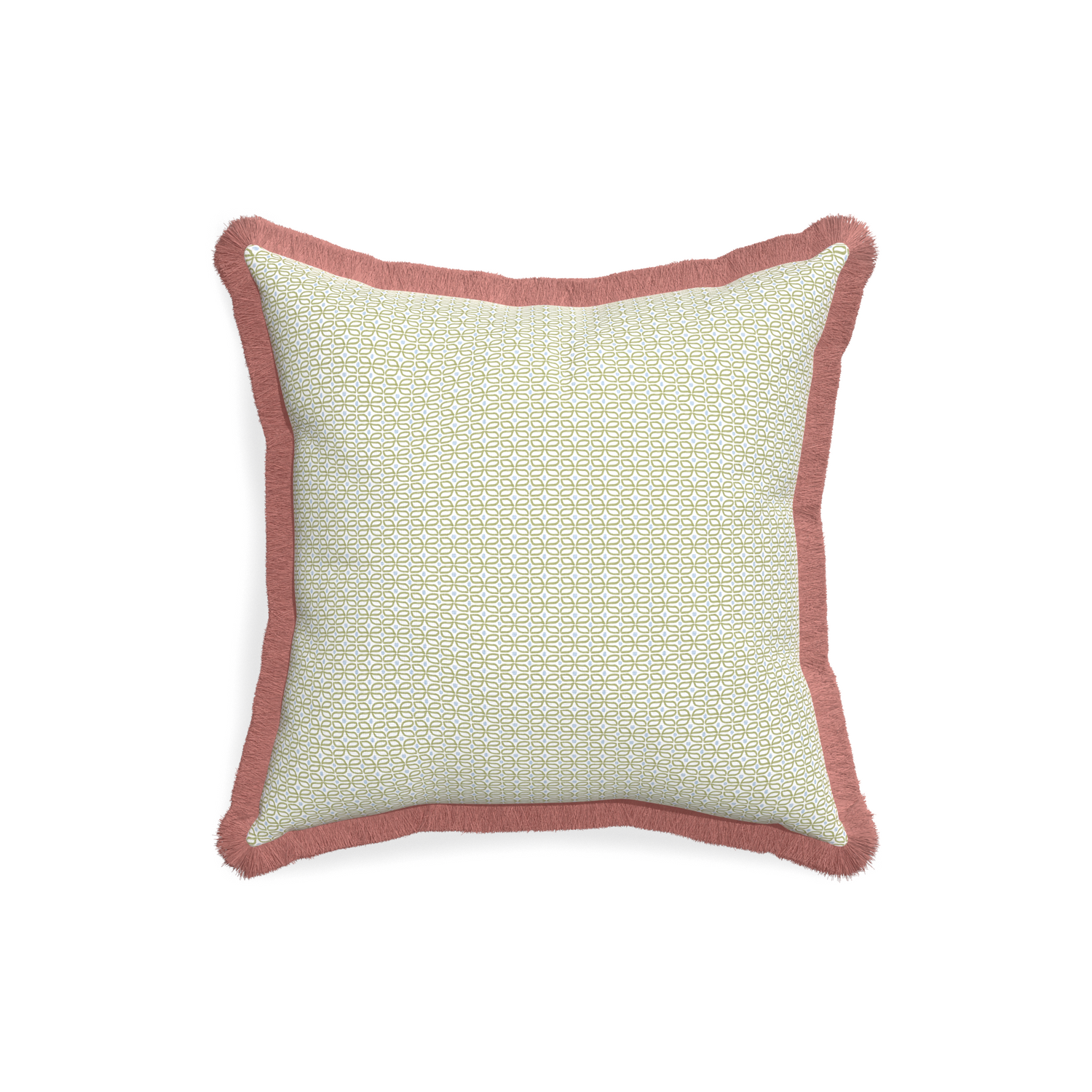 18-square loomi moss custom moss green geometricpillow with d fringe on white background