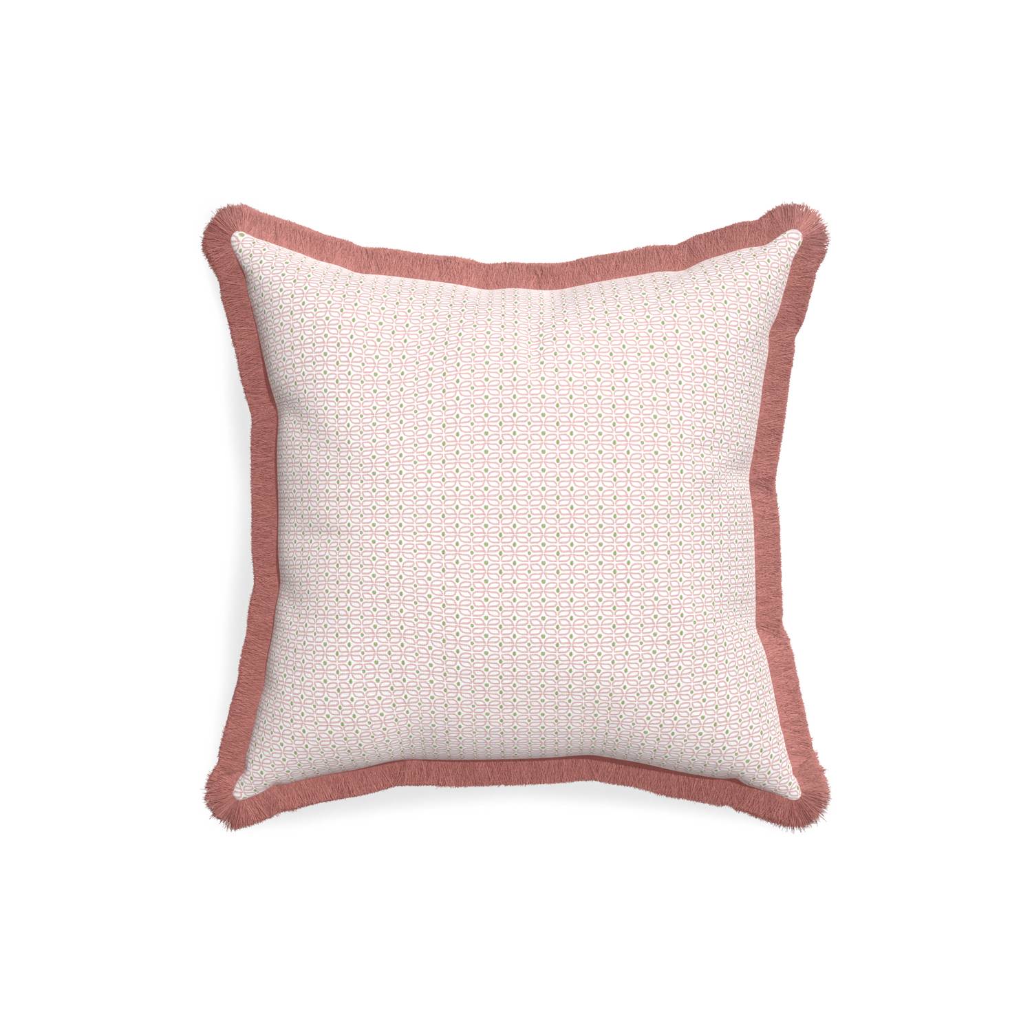18-square loomi pink custom pink geometricpillow with d fringe on white background