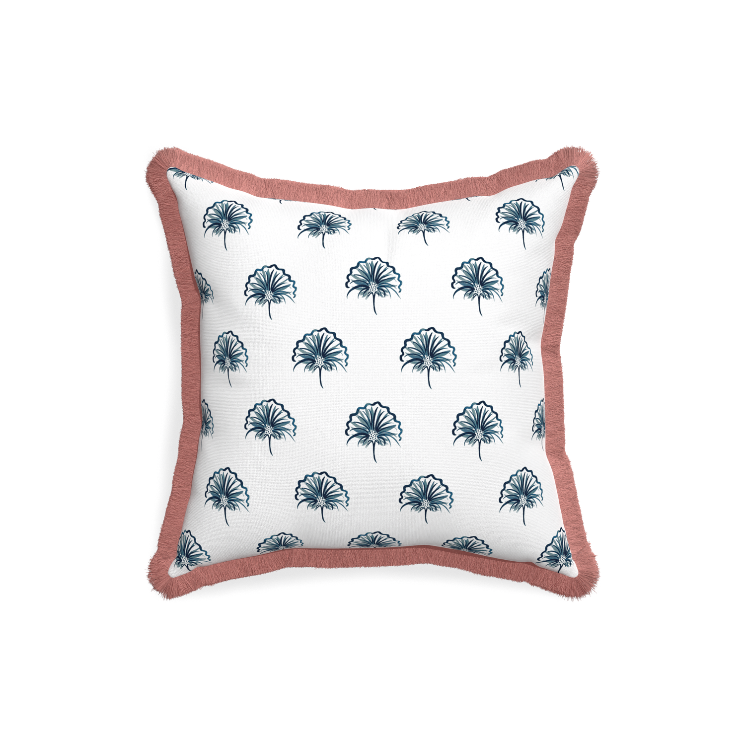 18-square penelope midnight custom floral navypillow with d fringe on white background