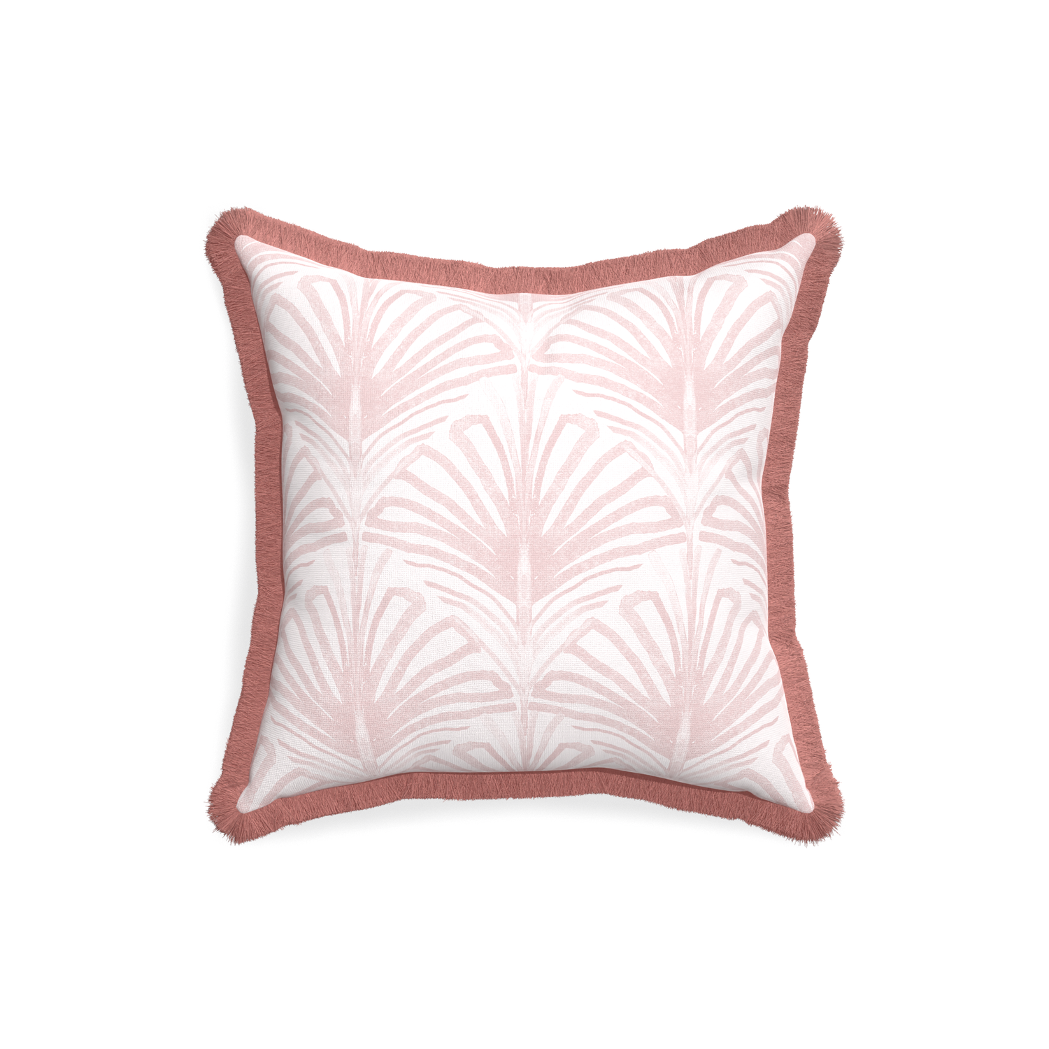 18-square suzy rose custom pillow with d fringe on white background