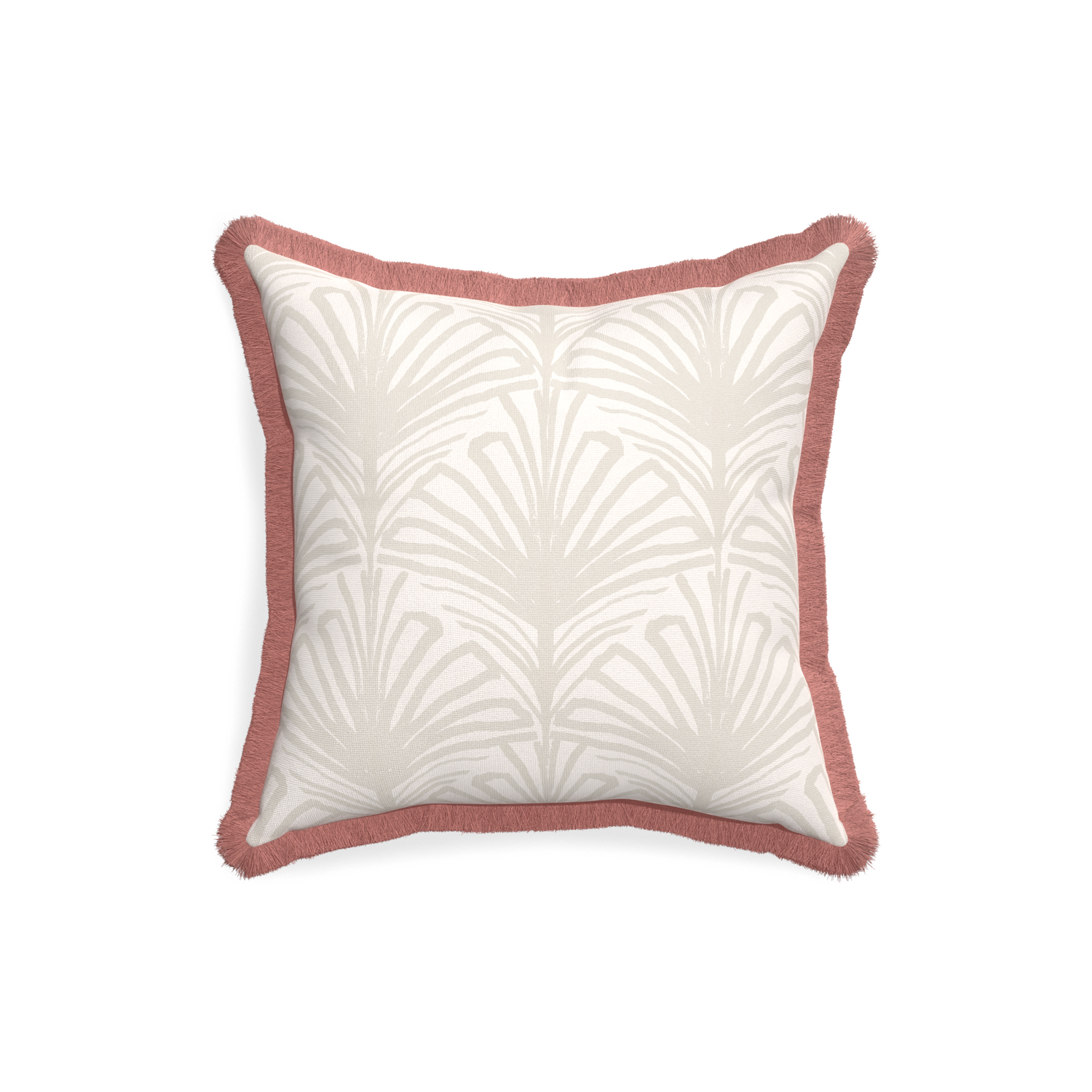 18-square suzy sand custom pillow with d fringe on white background