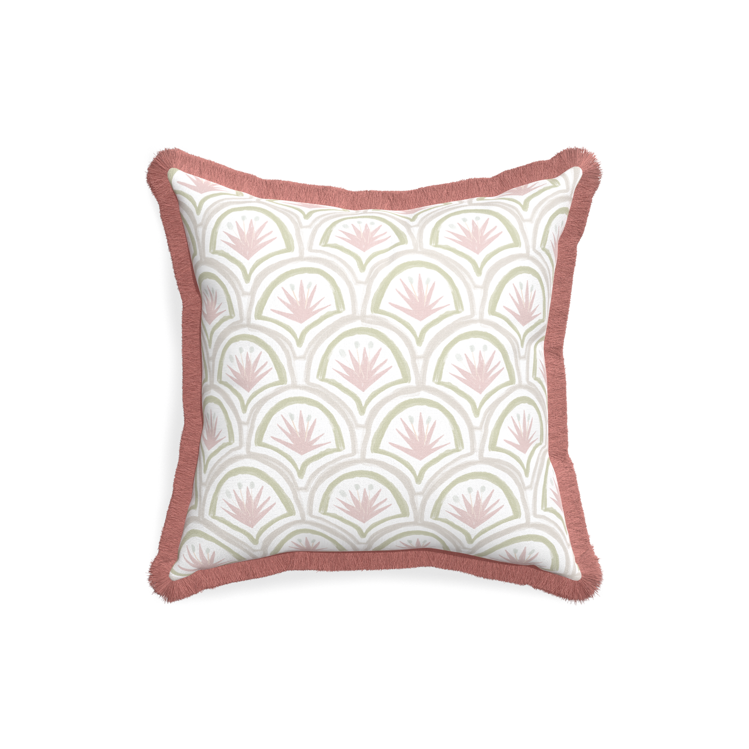 18-square thatcher rose custom pink & green palmpillow with d fringe on white background