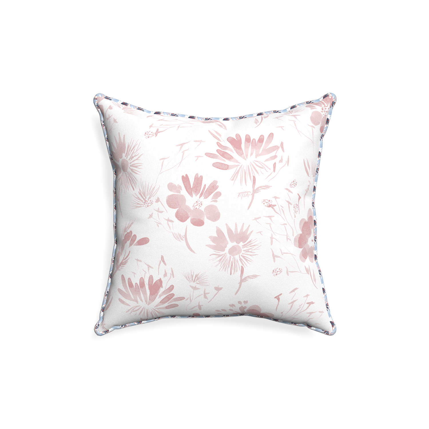 18-square blake custom pillow with e piping on white background