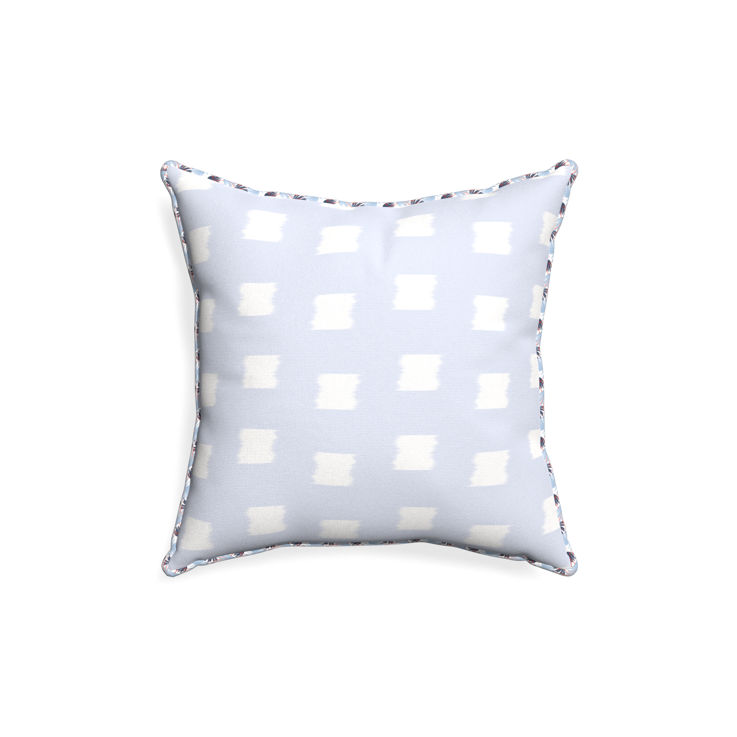 18-square denton custom pillow with e piping on white background