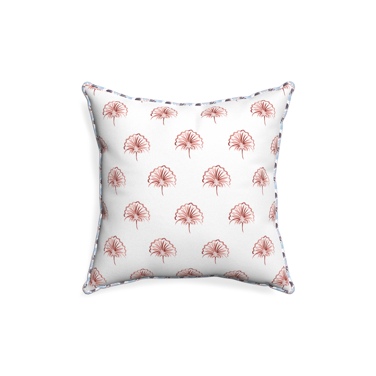 18-square penelope rose custom pillow with e piping on white background