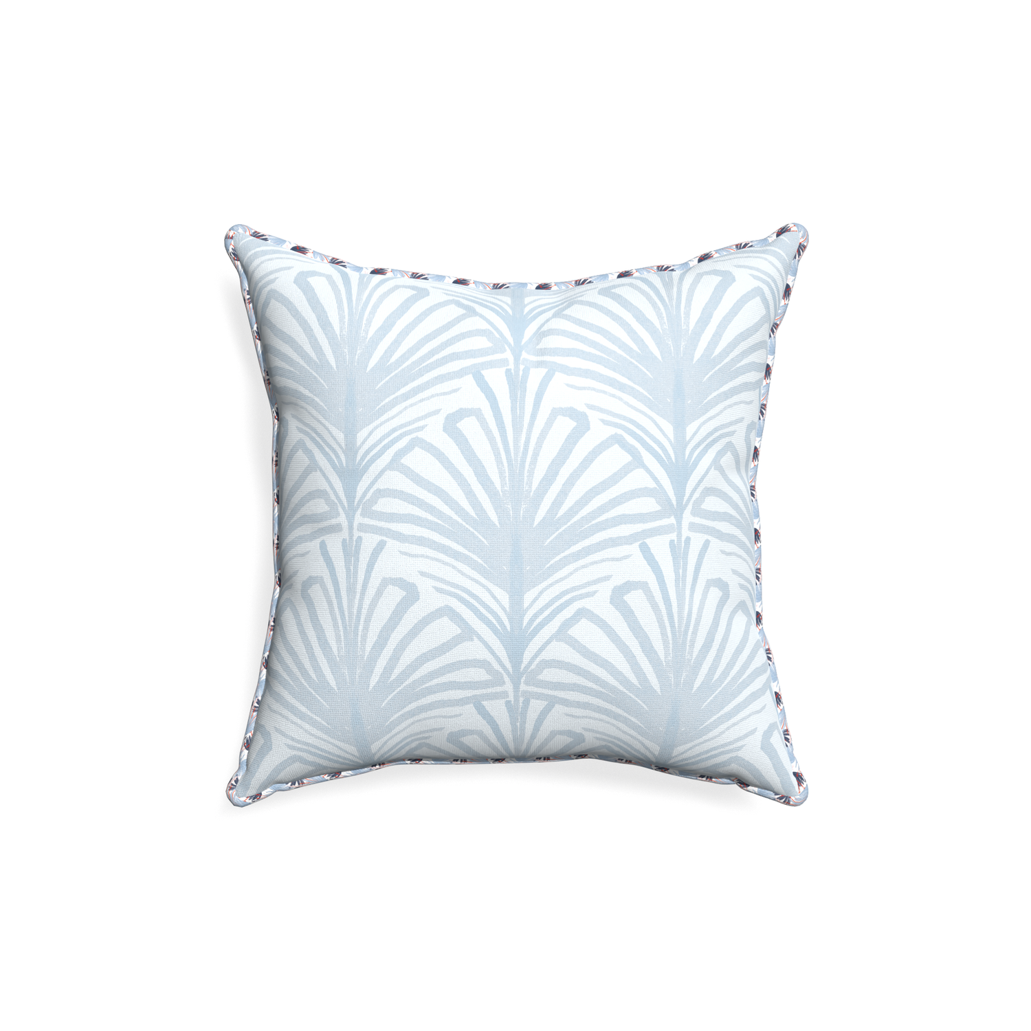 18-square suzy sky custom pillow with e piping on white background