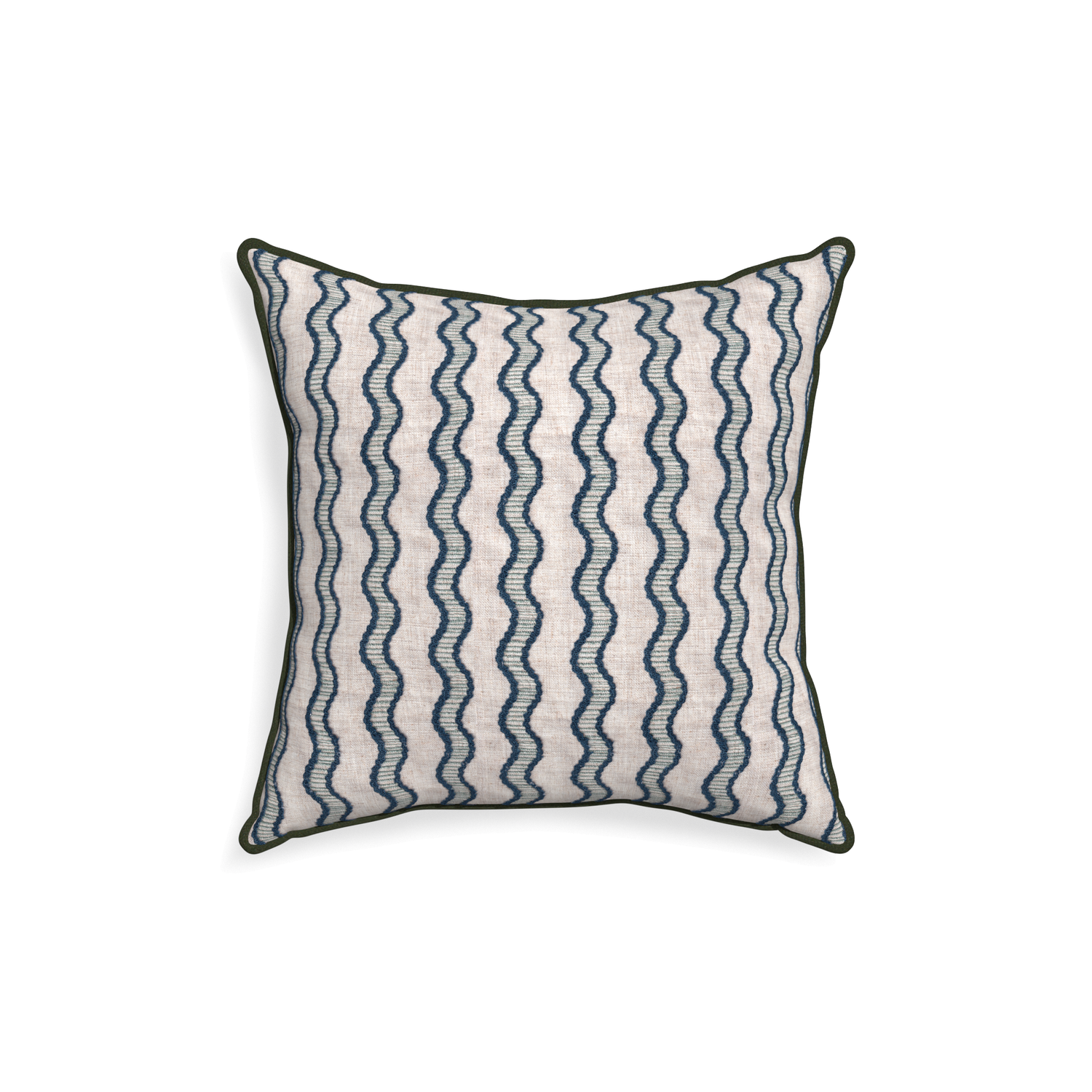 18-square beatrice custom embroidered wavepillow with f piping on white background