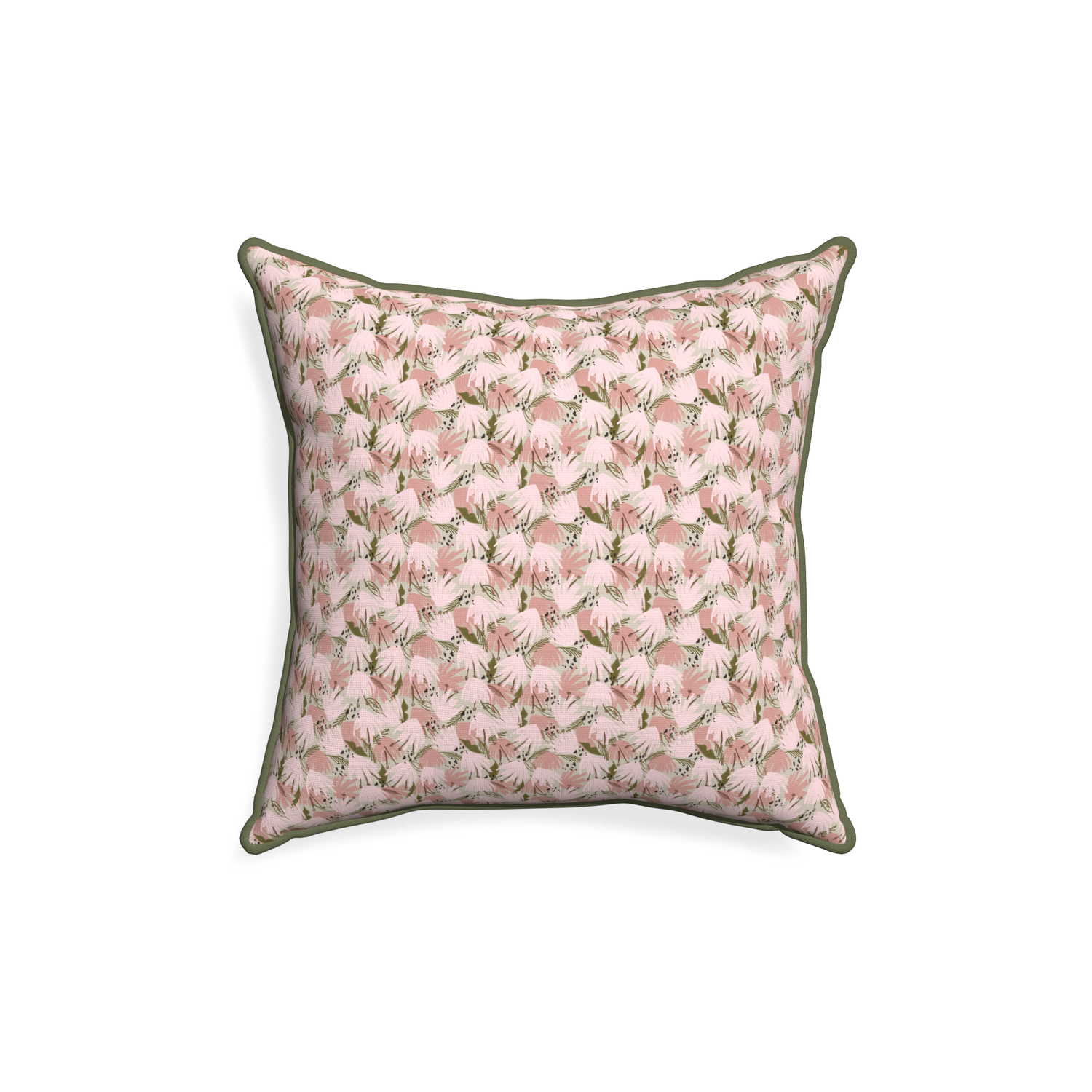 18-square eden pink custom pillow with f piping on white background