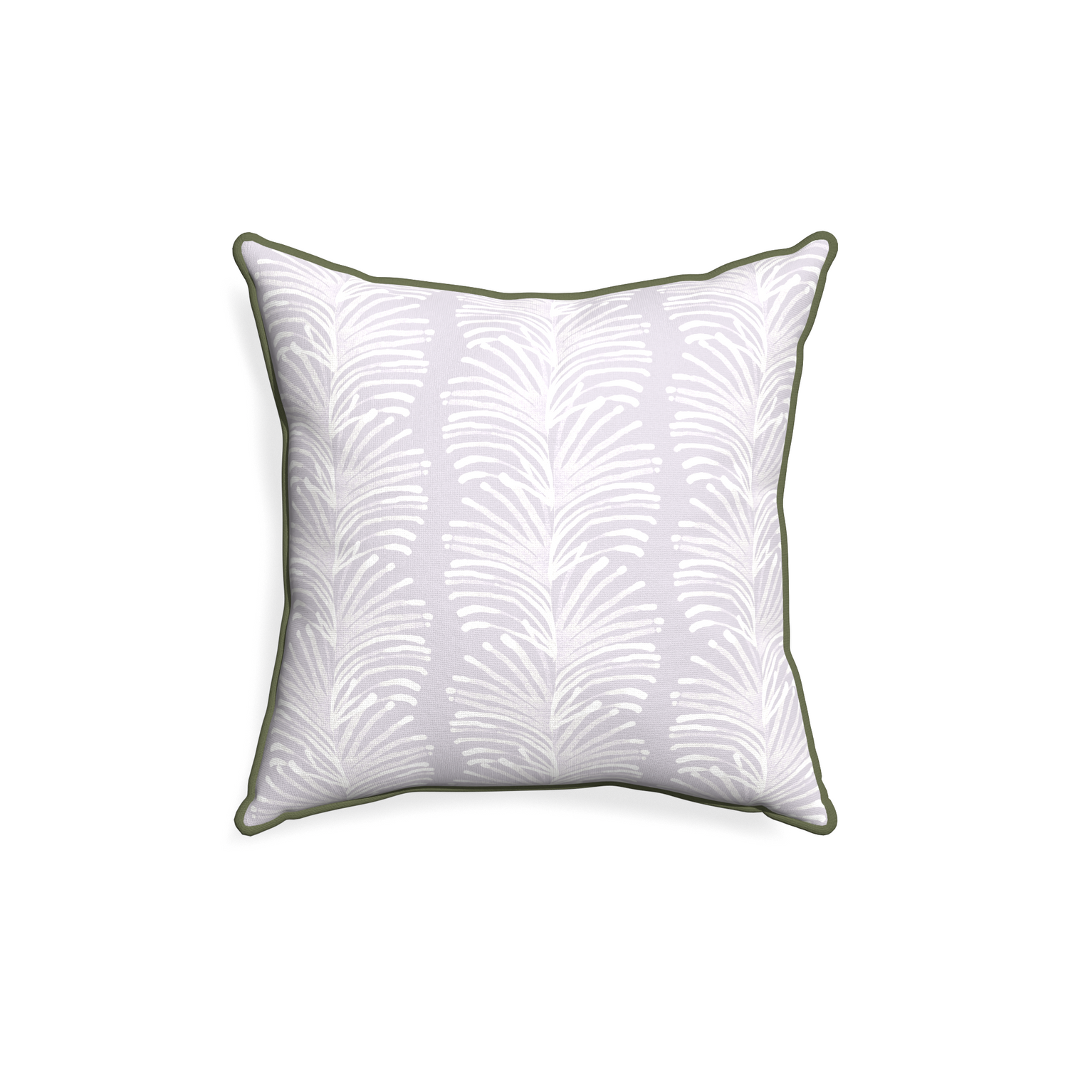 18-square emma lavender custom pillow with f piping on white background