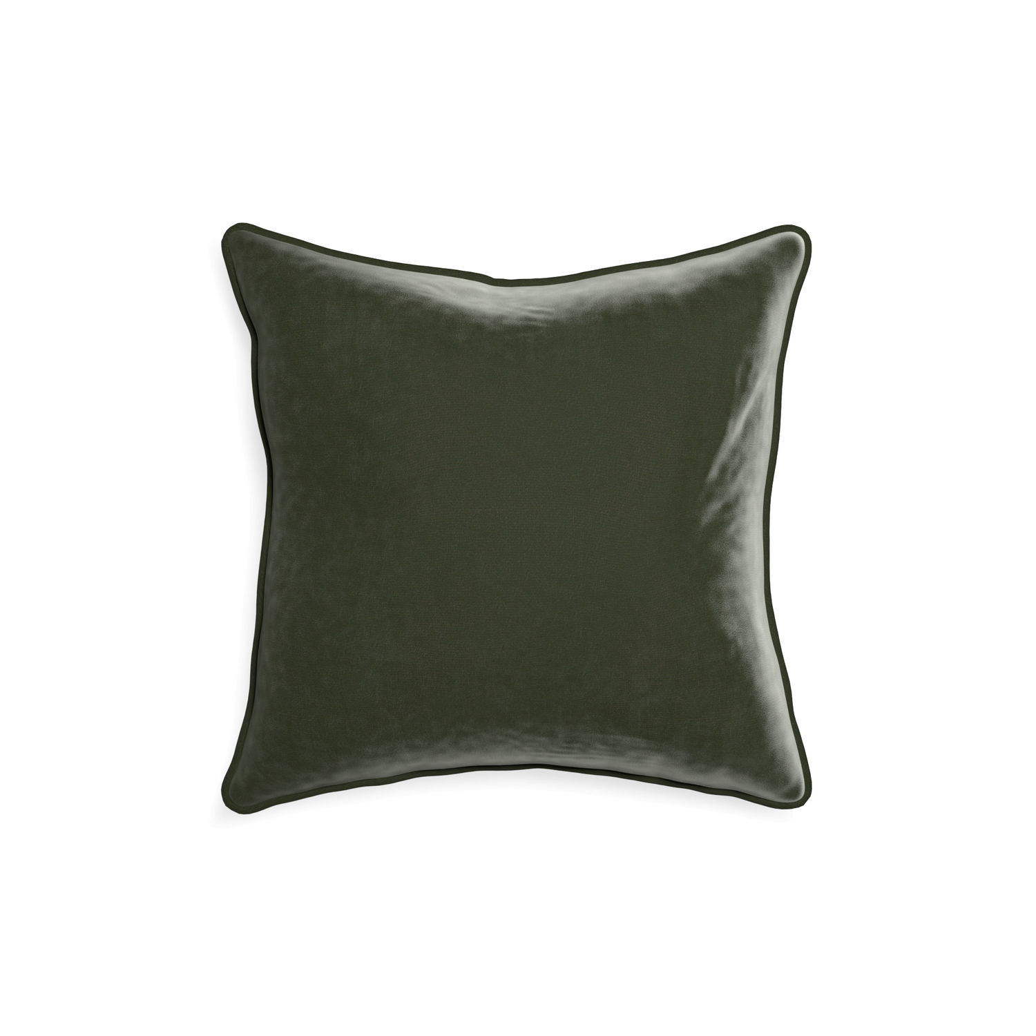 18-square fern velvet custom pillow with f piping on white background