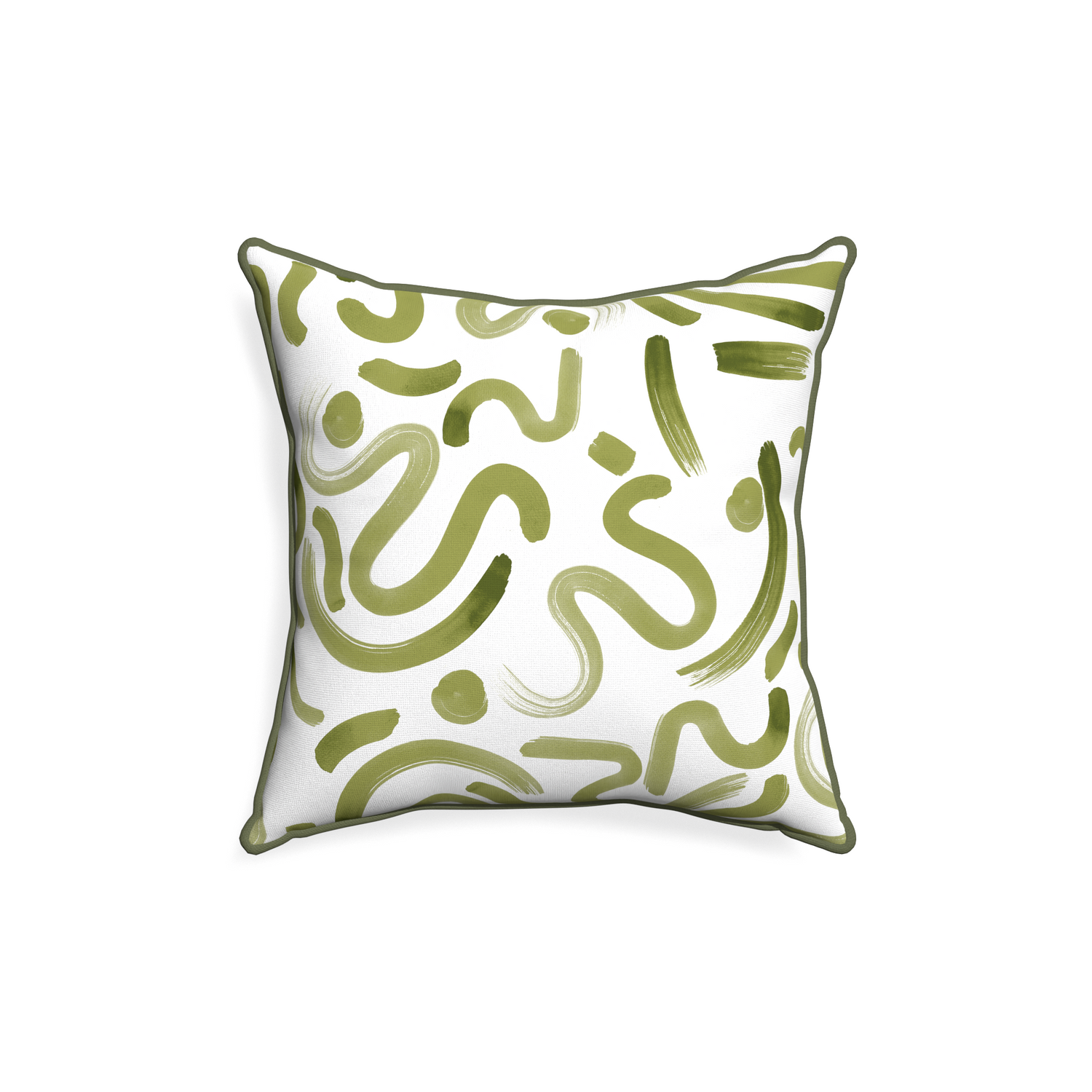 18-square hockney moss custom pillow with f piping on white background