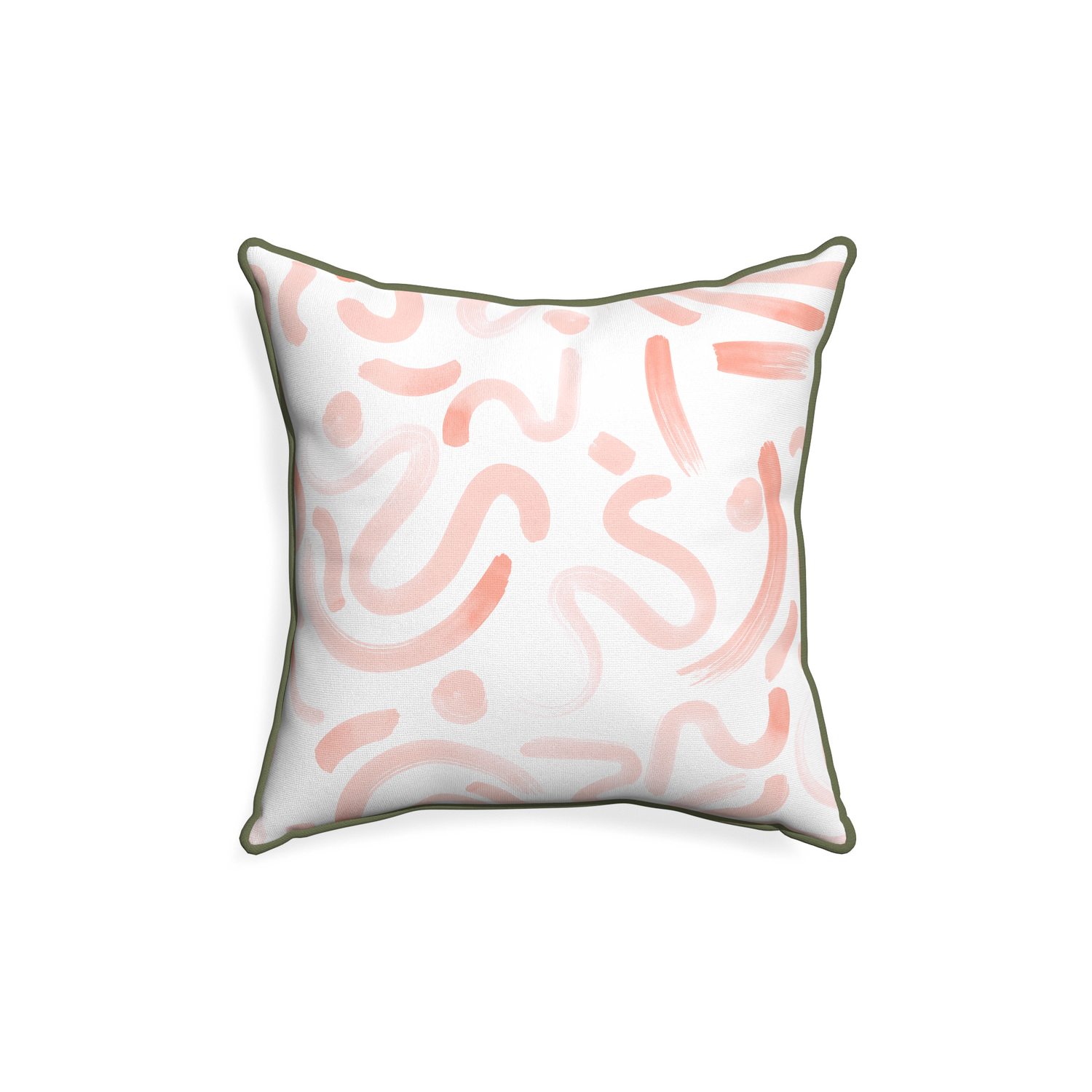 18-square hockney pink custom pillow with f piping on white background