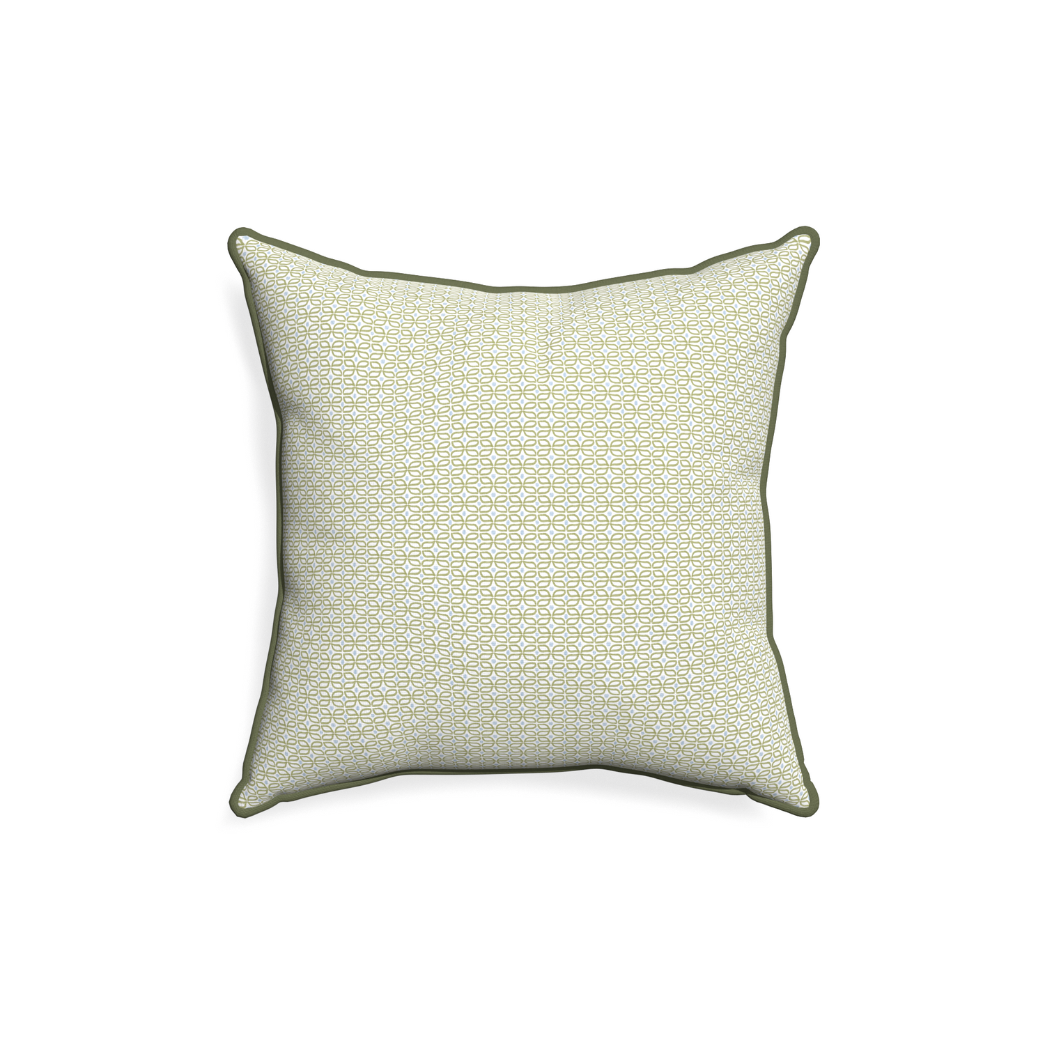 18-square loomi moss custom pillow with f piping on white background