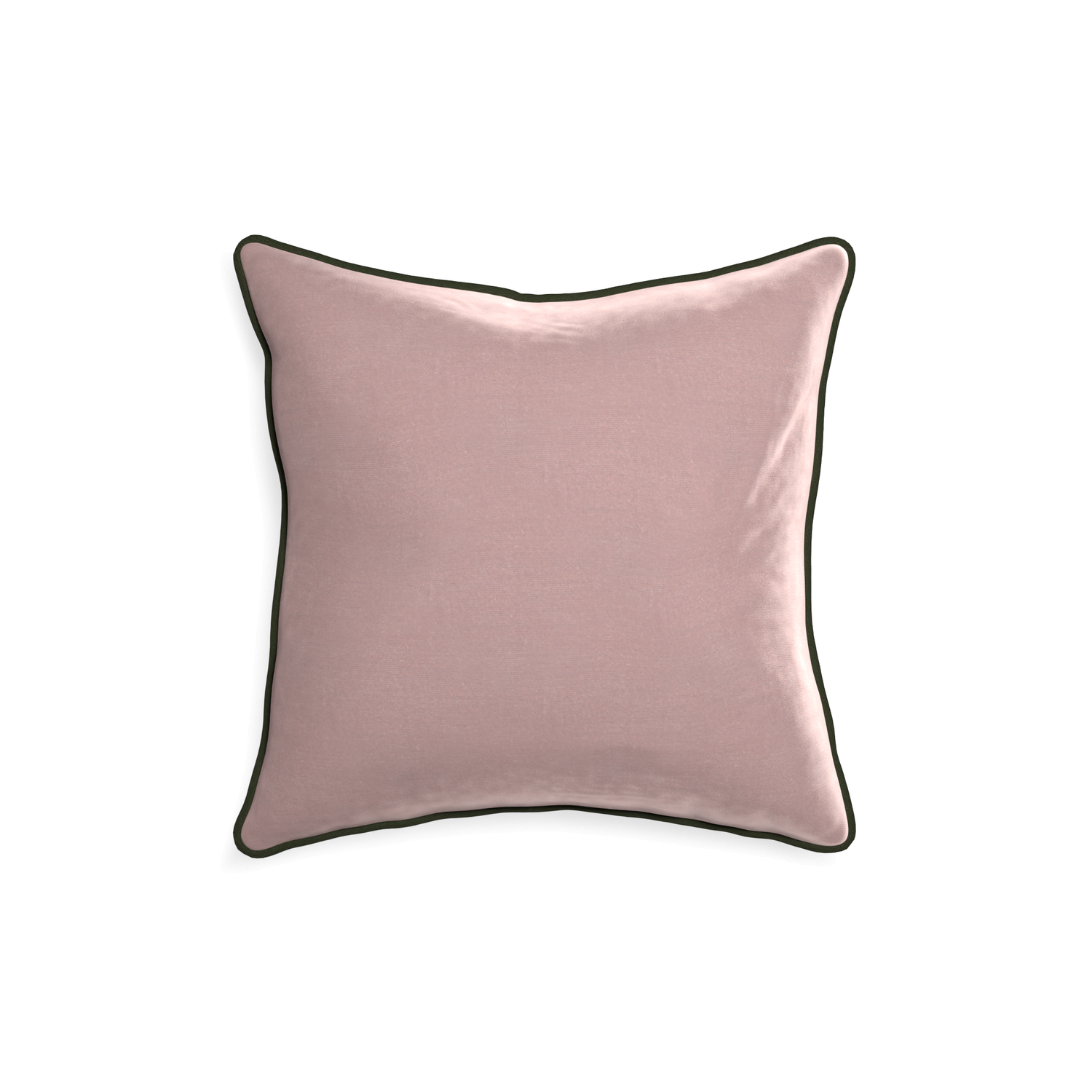 18-square mauve velvet custom pillow with f piping on white background