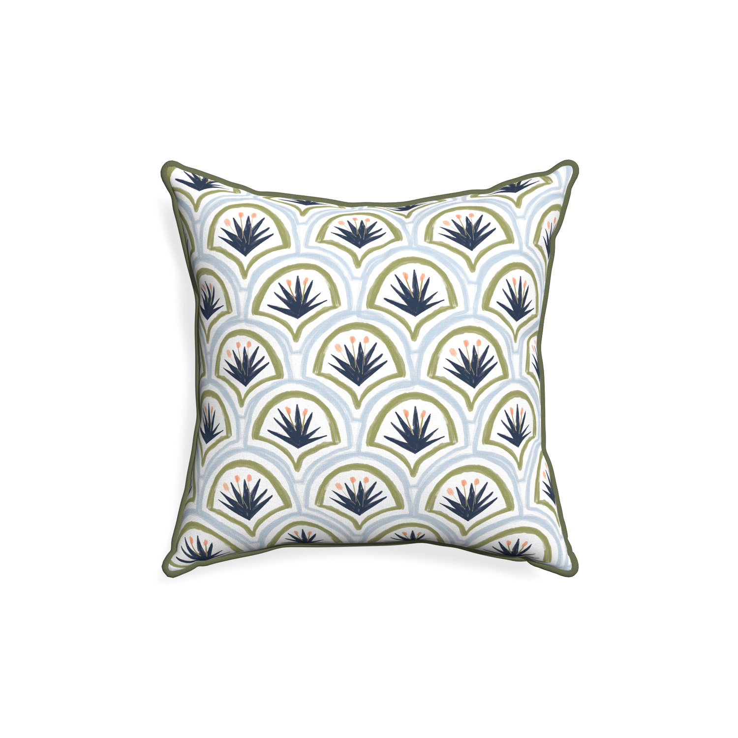 18-square thatcher midnight custom art deco palm patternpillow with f piping on white background