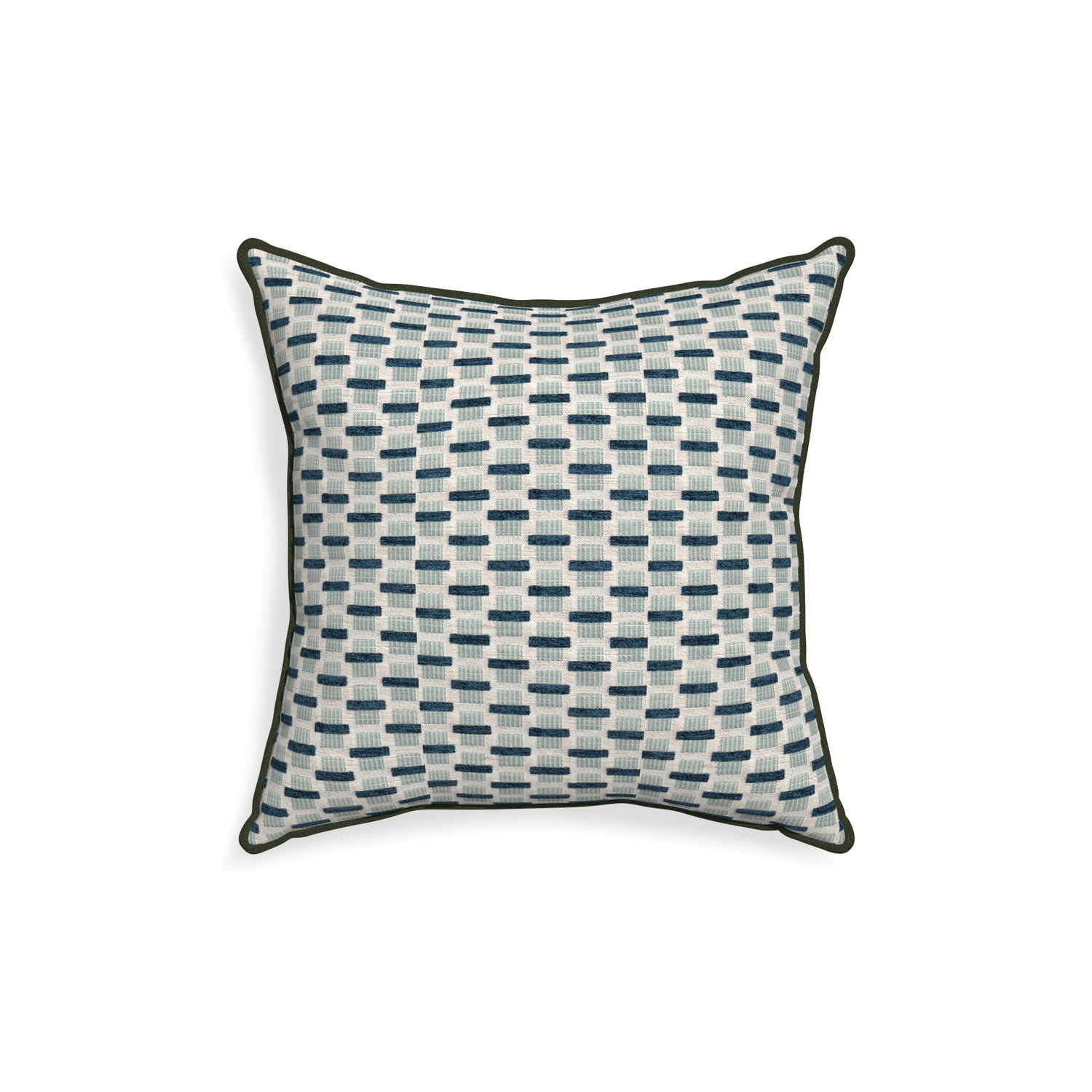18-square willow amalfi custom blue geometric chenillepillow with f piping on white background