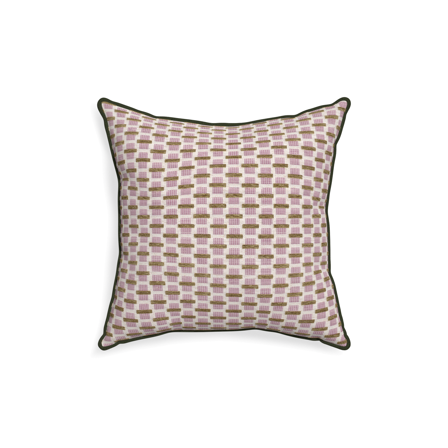 18-square willow orchid custom pink geometric chenillepillow with f piping on white background