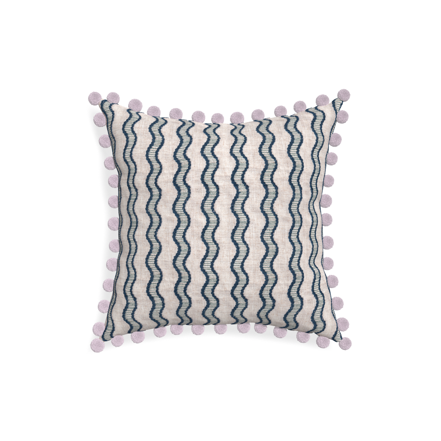 18-square beatrice custom embroidered wavepillow with l on white background