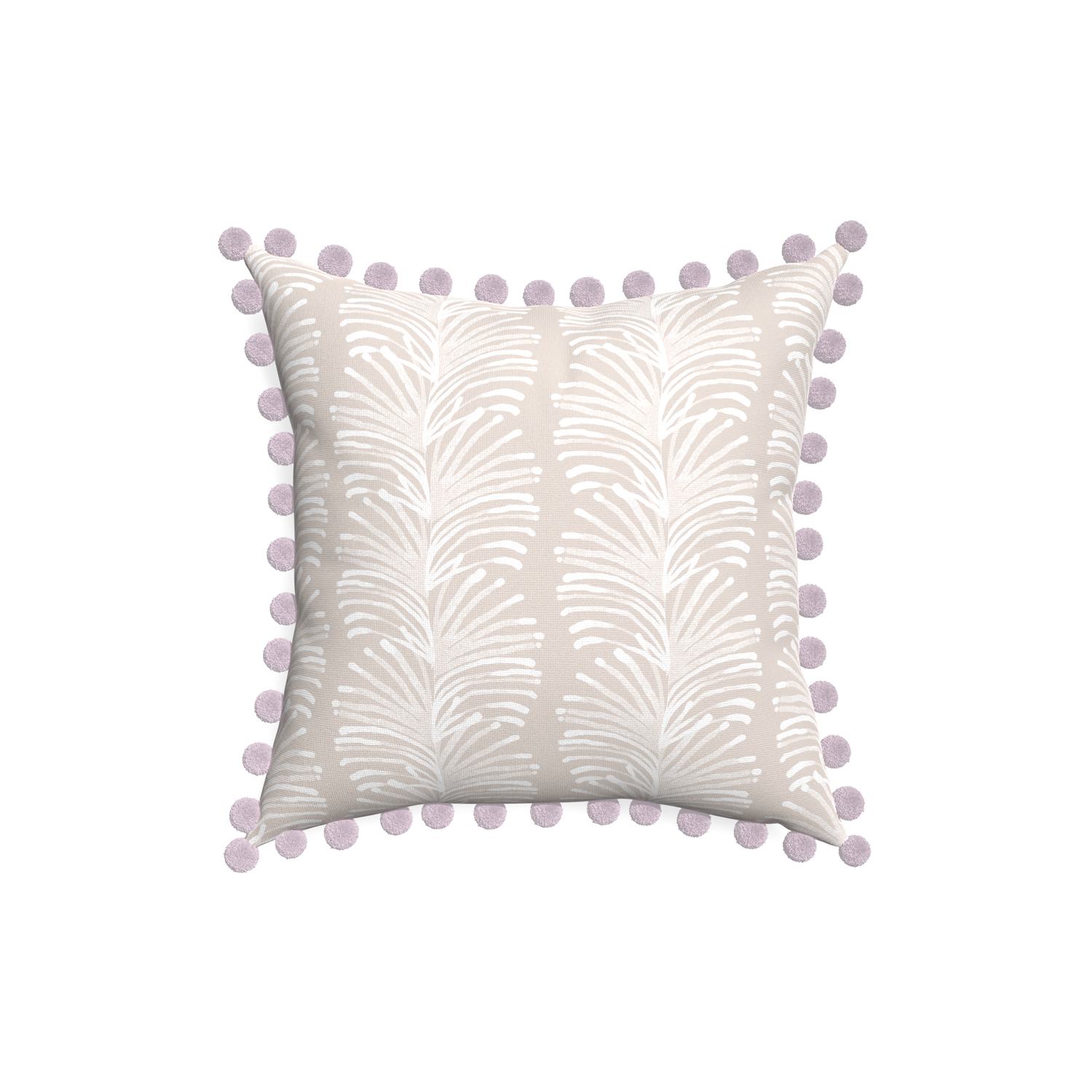 18-square emma sand custom pillow with l on white background