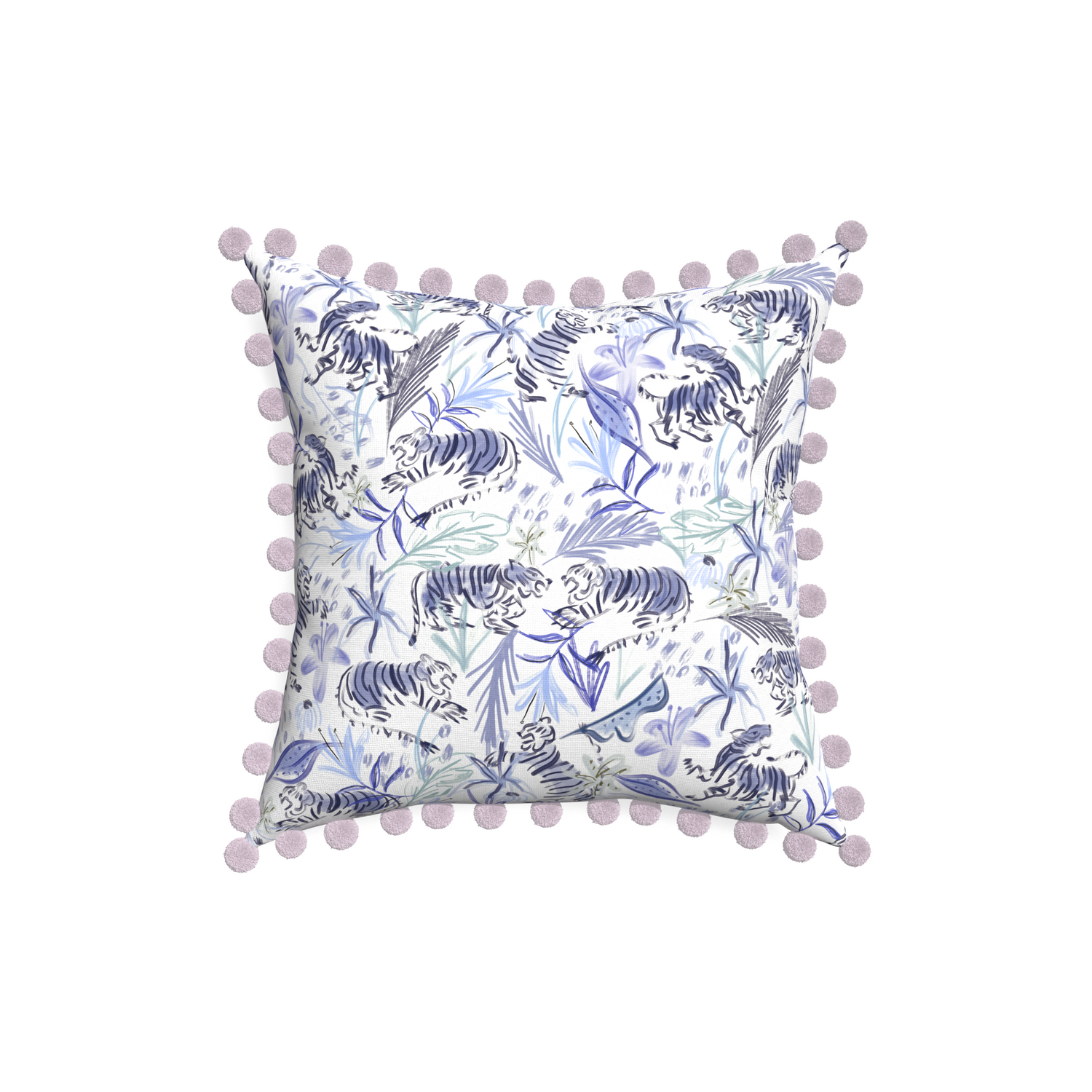 18-square frida blue custom blue with intricate tiger designpillow with l on white background