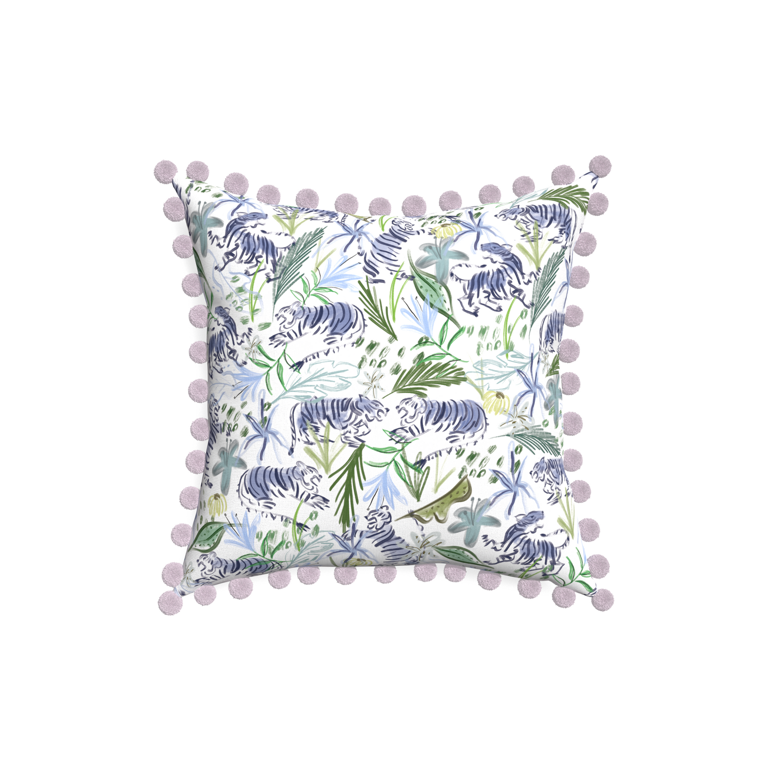 18-square frida green custom pillow with l on white background