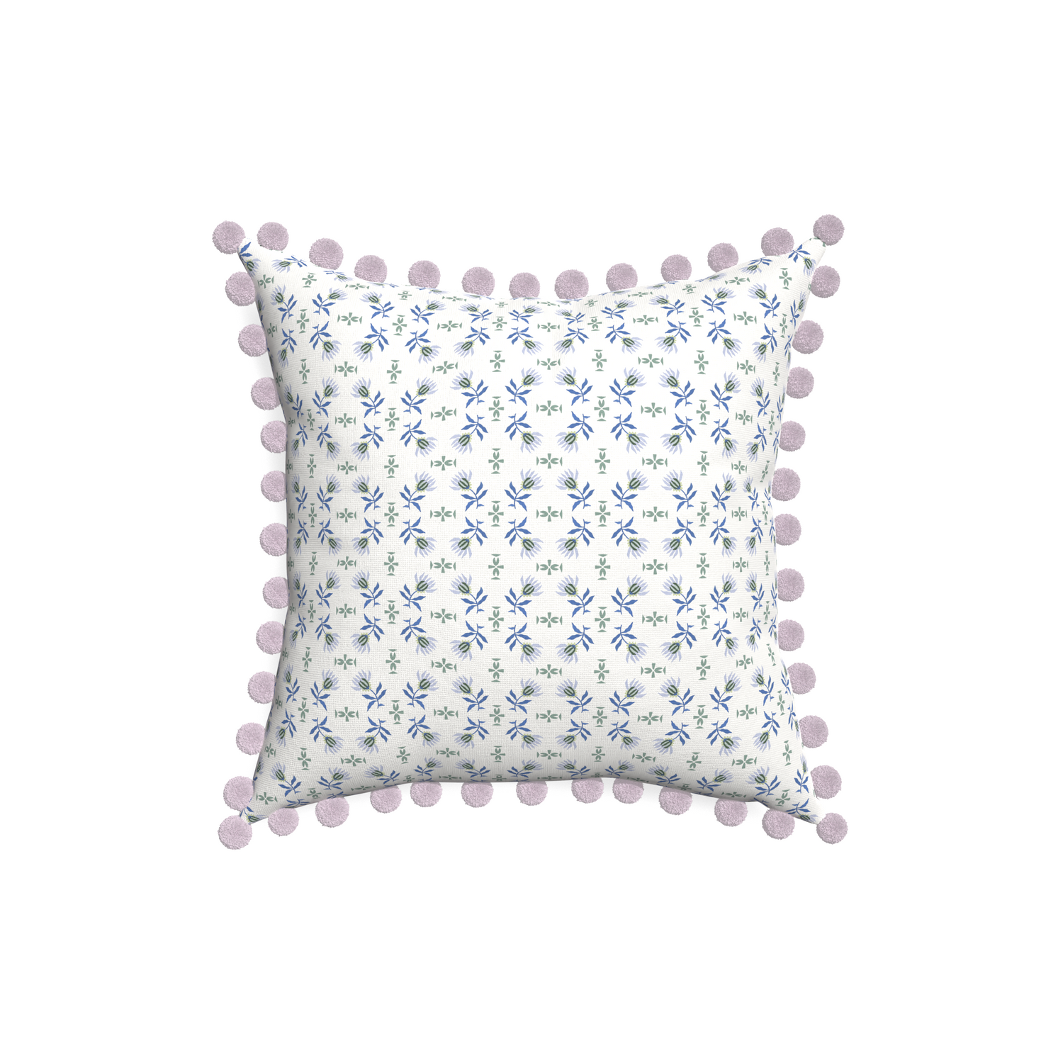18-square lee custom blue & green floralpillow with l on white background