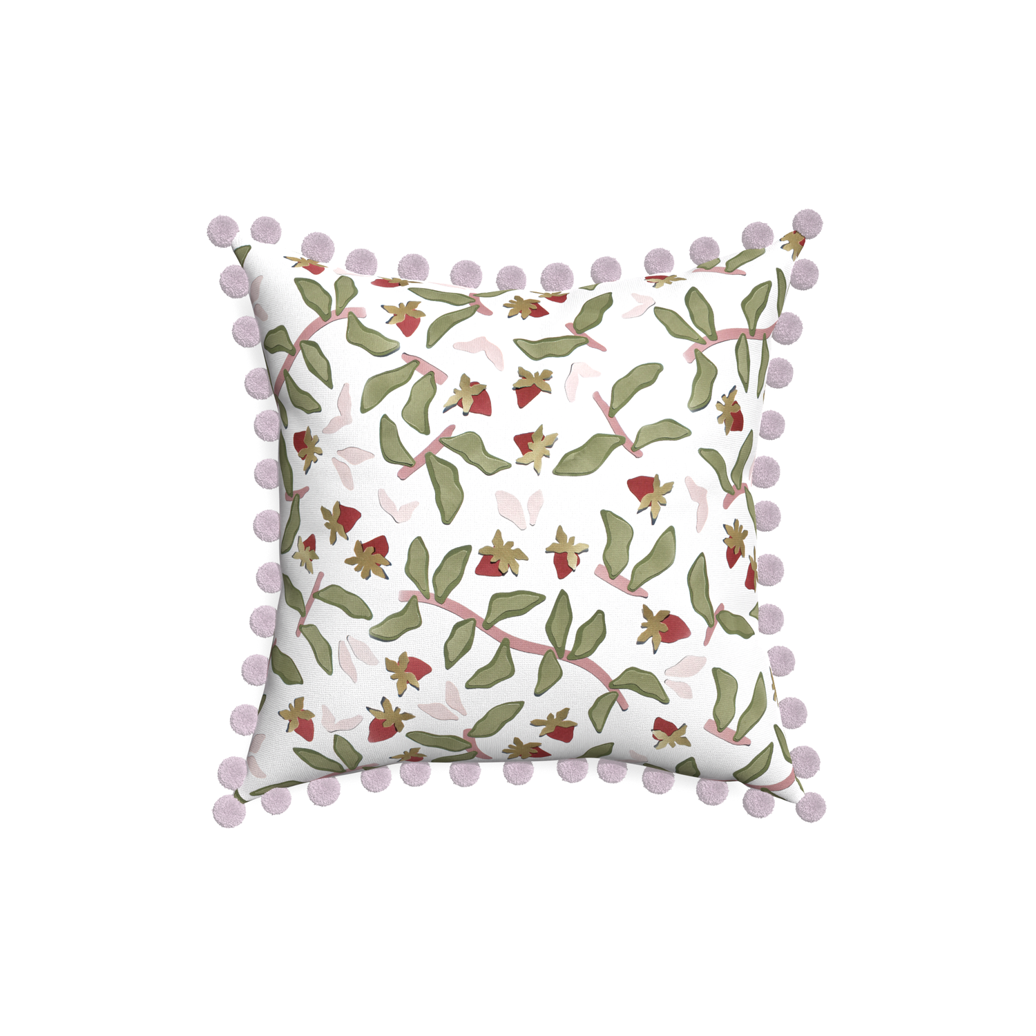 18-square nellie custom strawberry & botanicalpillow with l on white background