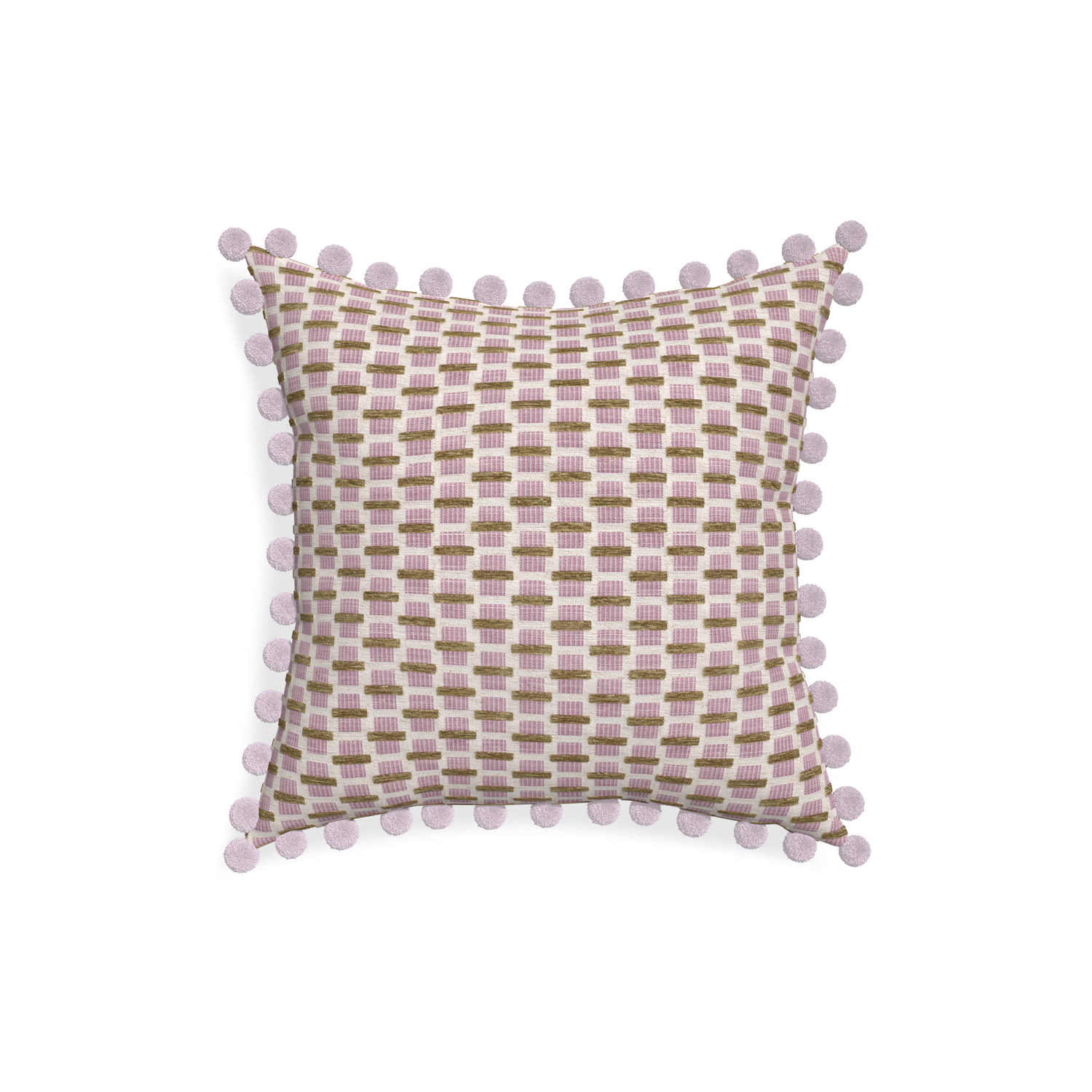 18-square willow orchid custom pink geometric chenillepillow with l on white background
