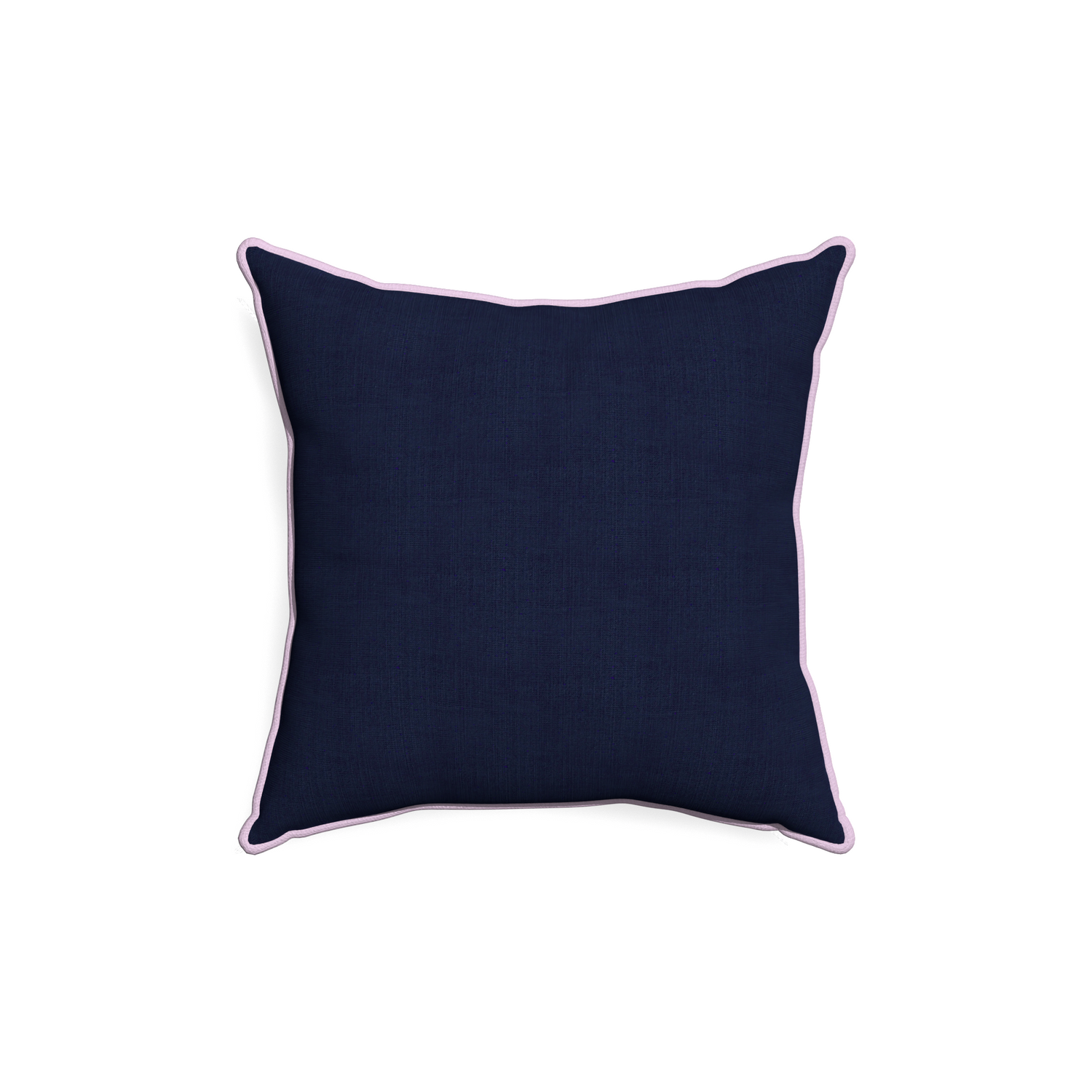 18-square midnight custom pillow with l piping on white background