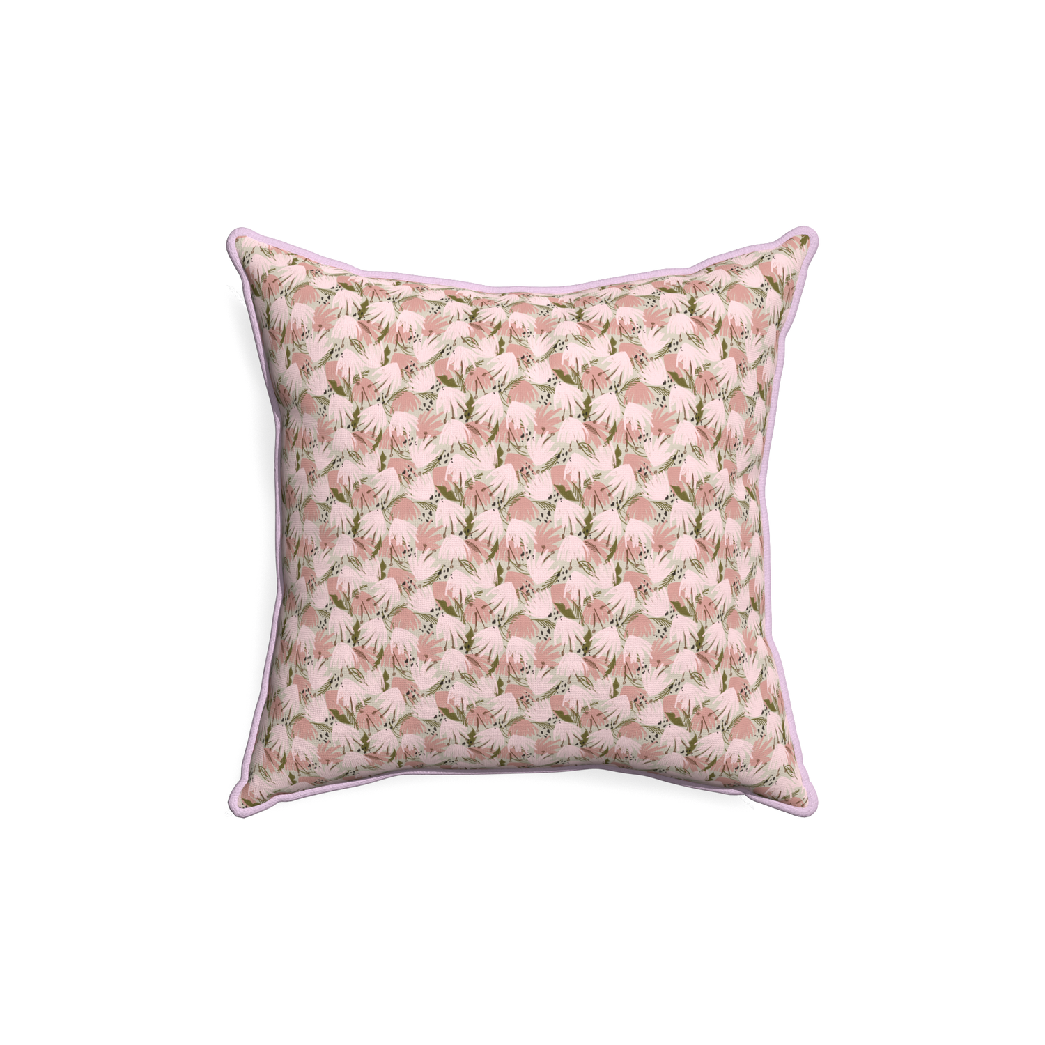 18-square eden pink custom pillow with l piping on white background